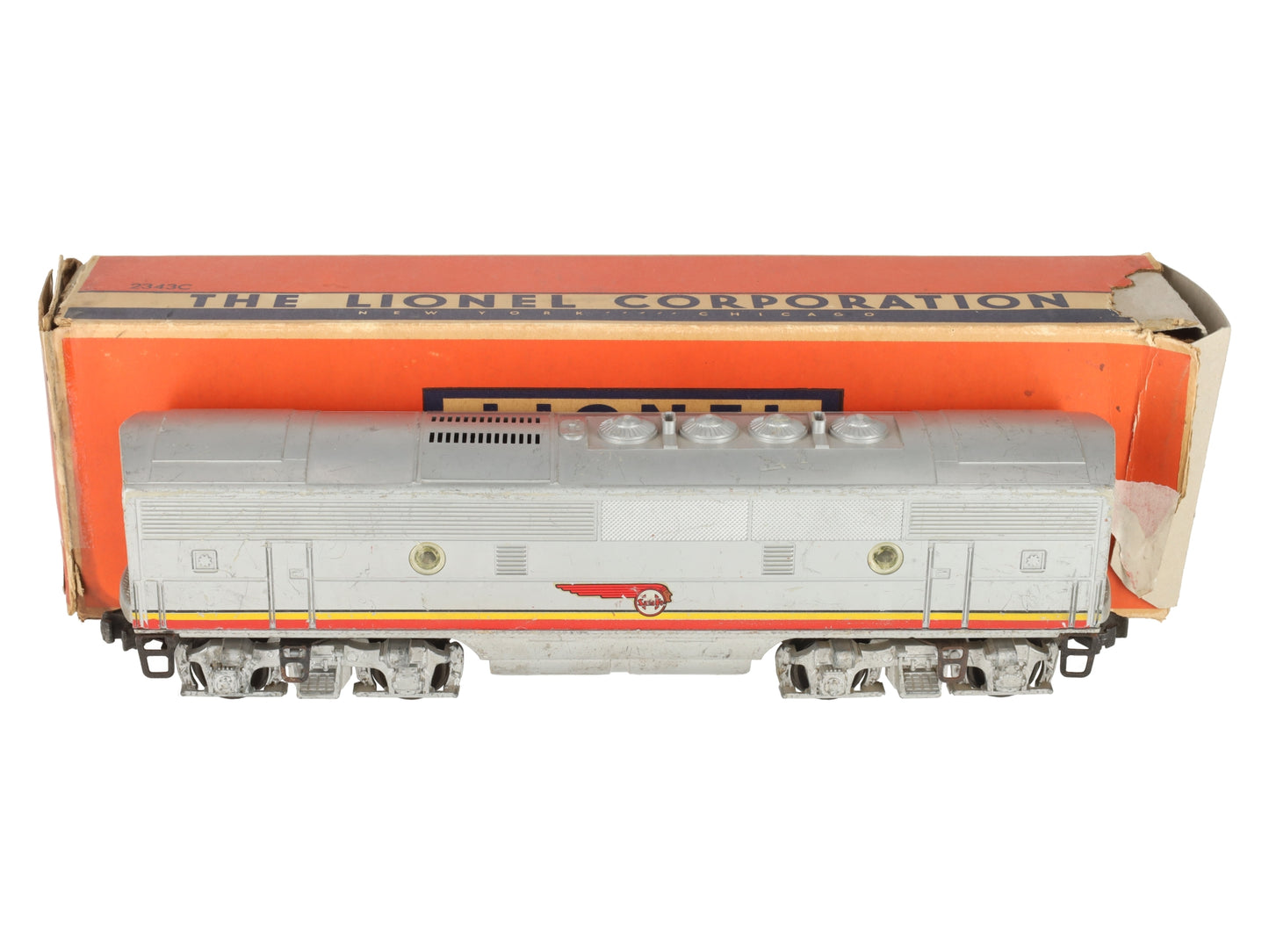 Lionel 2343C Vintage O Santa Fe F-3 Louvered Top Non-Powered B Diesel Locomotive VG/Box