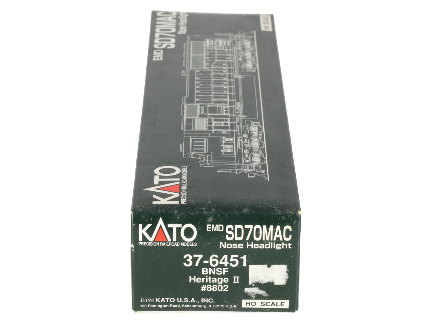 Kato 37-6451 HO BNSF Heritage II EMD SD70MAC Diesel Locomotive #8802 EX/Box