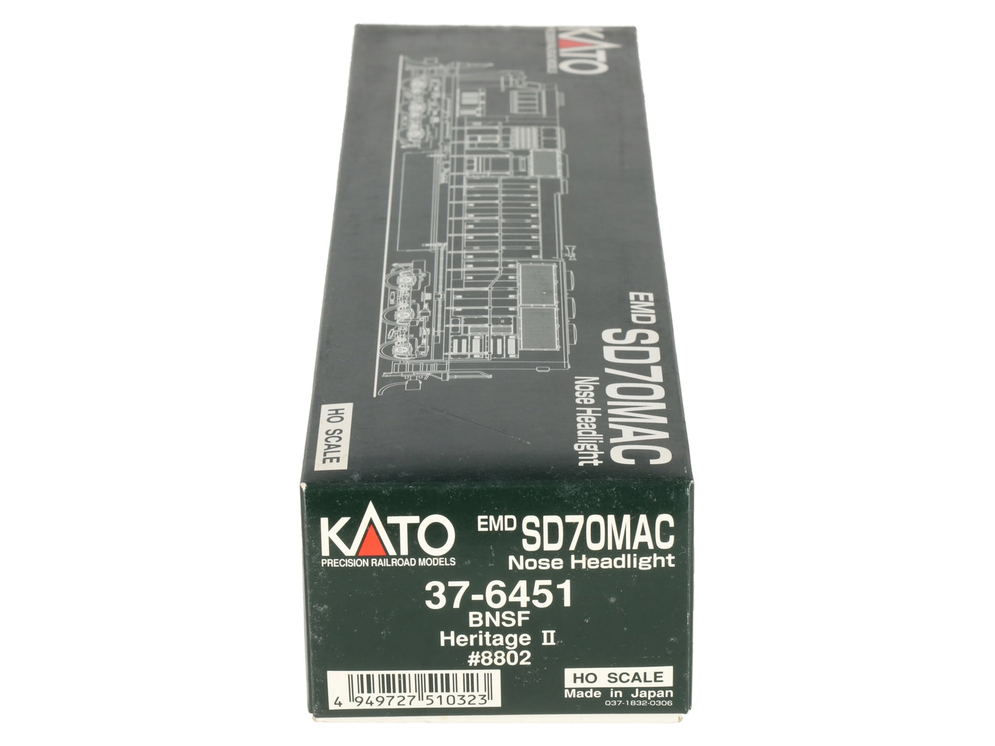 Kato 37-6451 HO BNSF Heritage II EMD SD70MAC Diesel Locomotive #8802 EX/Box