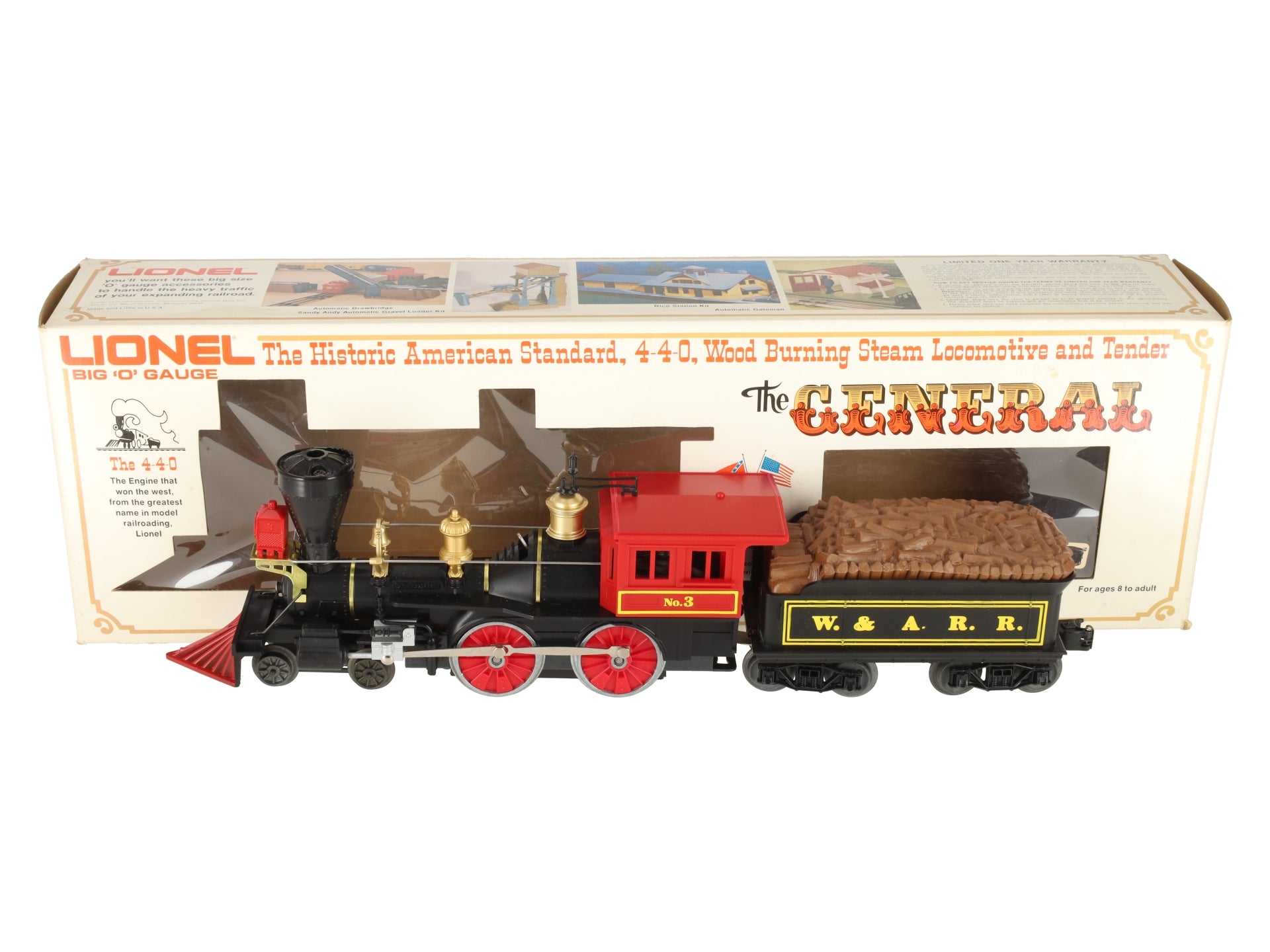 Lionel 6-8701 O Gauge W&ARR General 4-4-0 Steam Locomotive and Tender #3 LN/Box