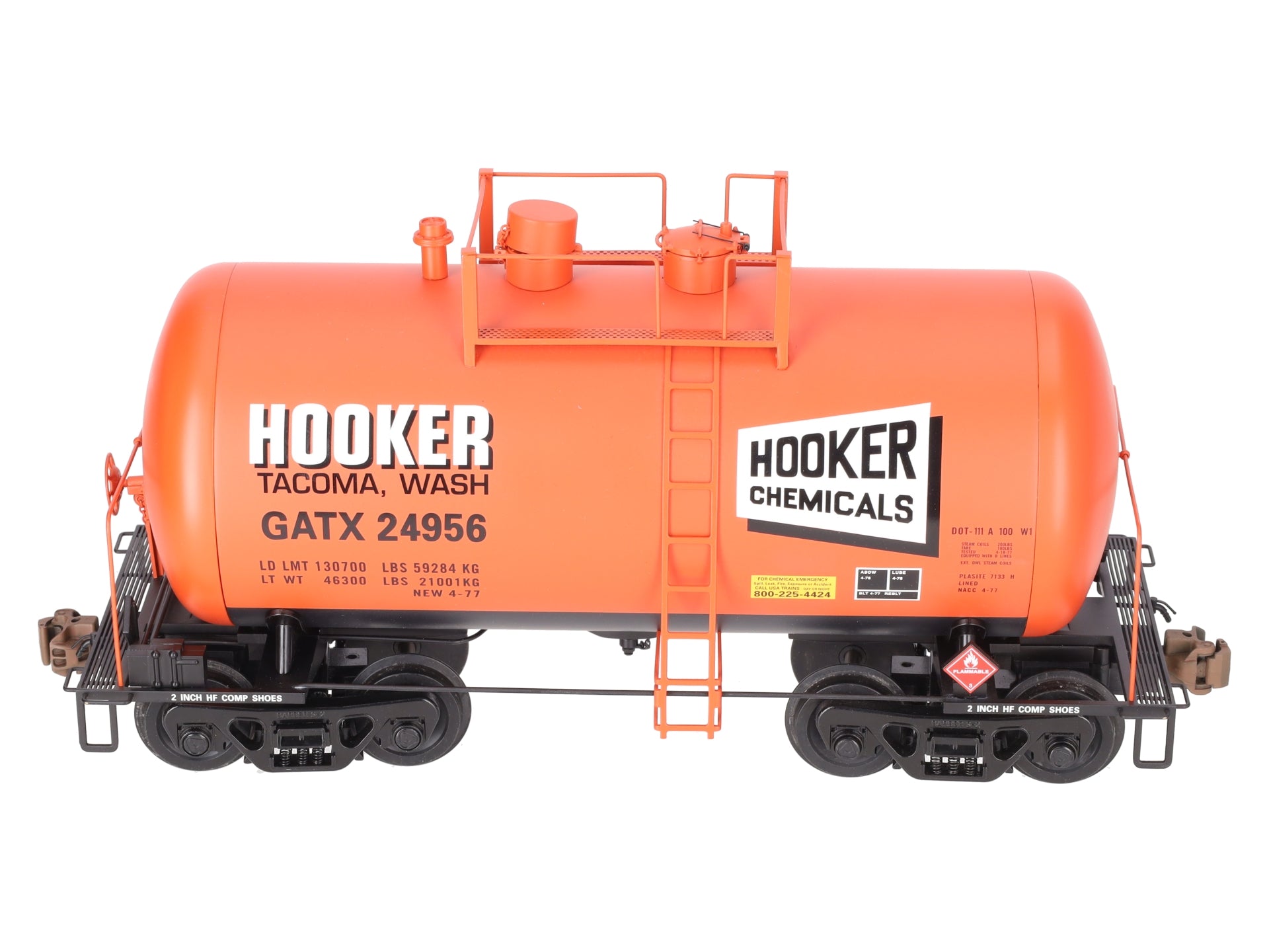 USA Trains R15206 G Hooker Chemicals Beer Can Tank Car #24956 (Metal Wheels) LN/Box