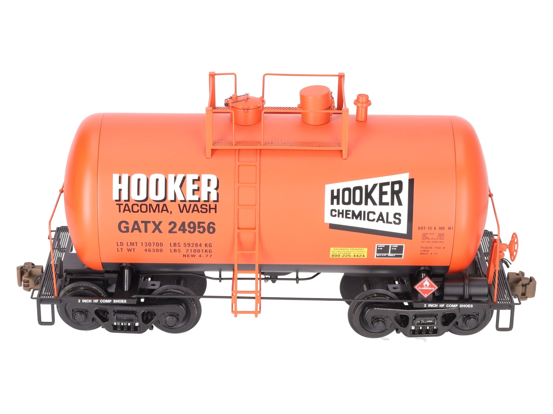 USA Trains R15206 G Hooker Chemicals Beer Can Tank Car #24956 (Metal Wheels) LN/Box