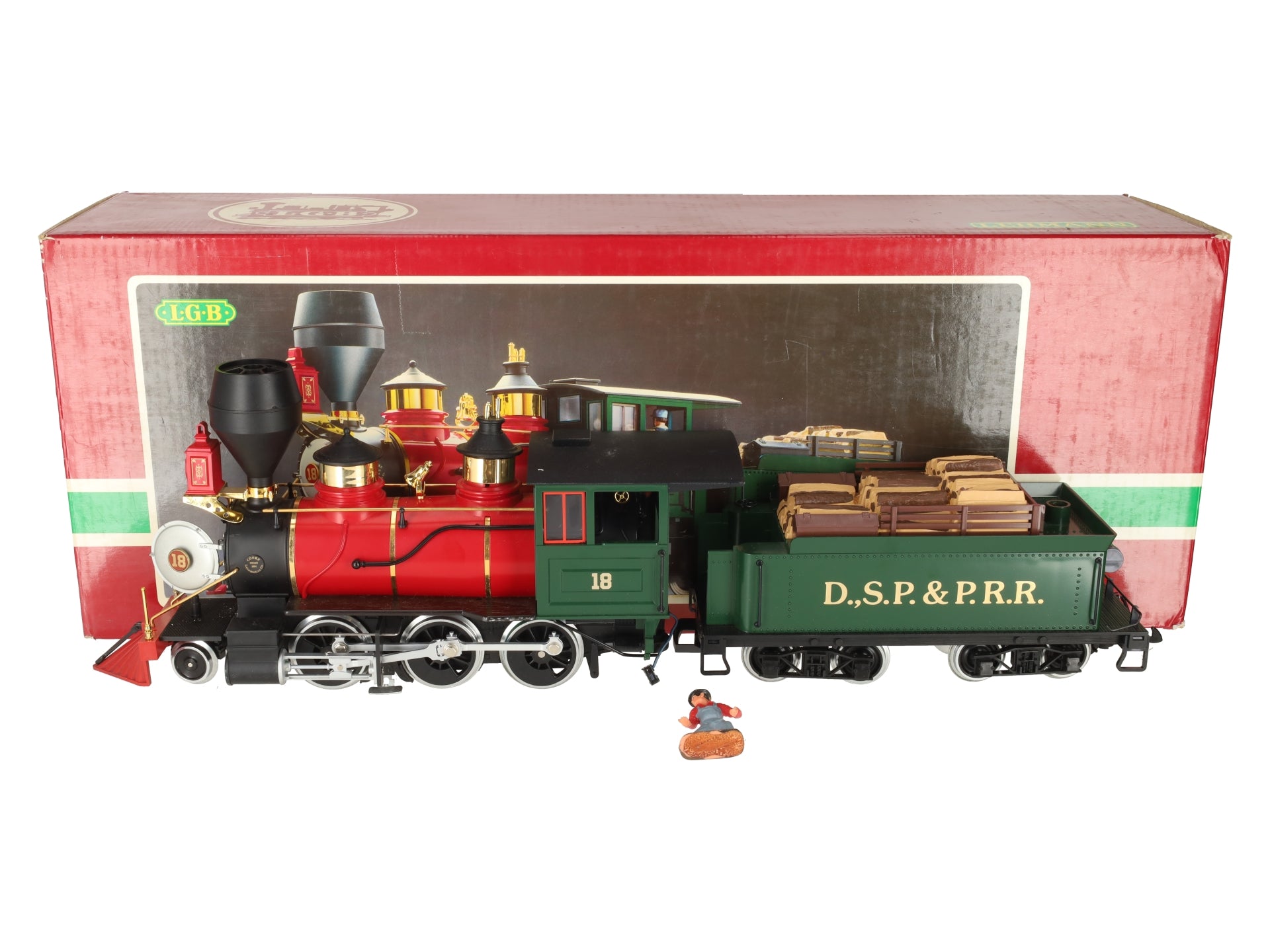 LGB 2018D G Scale DSP&PRR 2-6-0 Mogul Steam Locomotive & Tender #18 EX/Box