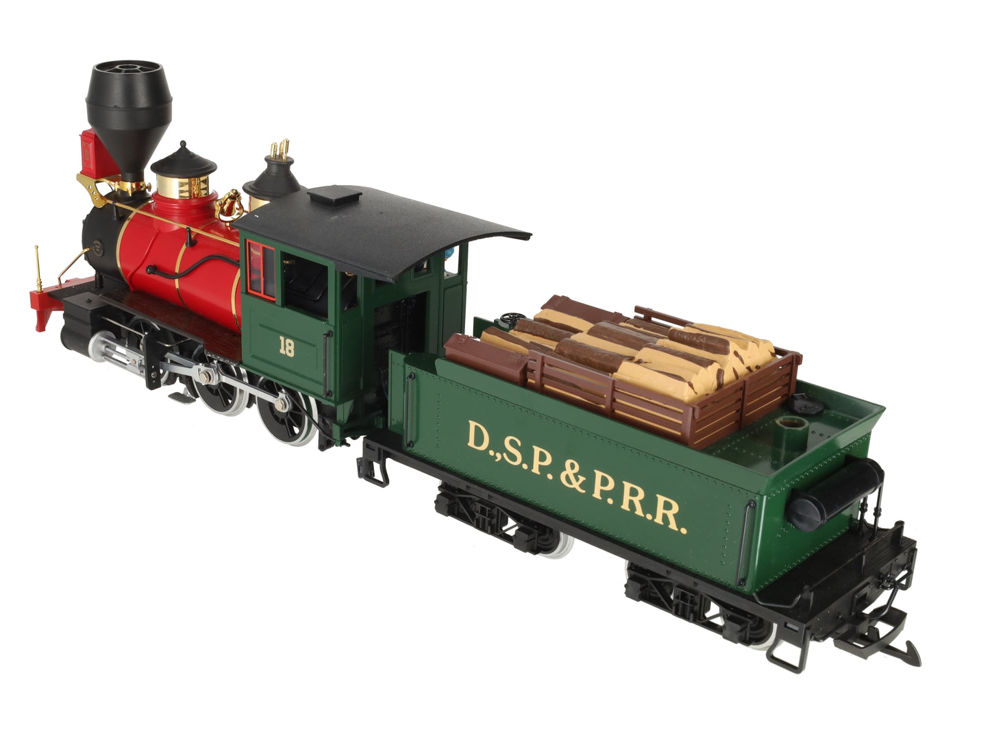 LGB 2018D G Scale DSP&PRR 2-6-0 Mogul Steam Locomotive & Tender #18 EX/Box