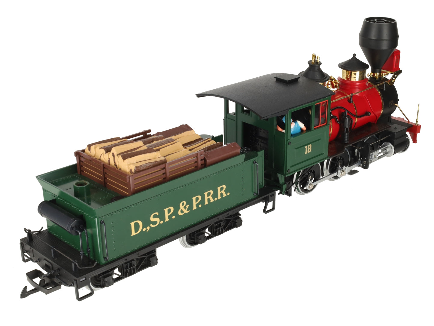 LGB 2018D G Scale DSP&PRR 2-6-0 Mogul Steam Locomotive & Tender #18 EX/Box