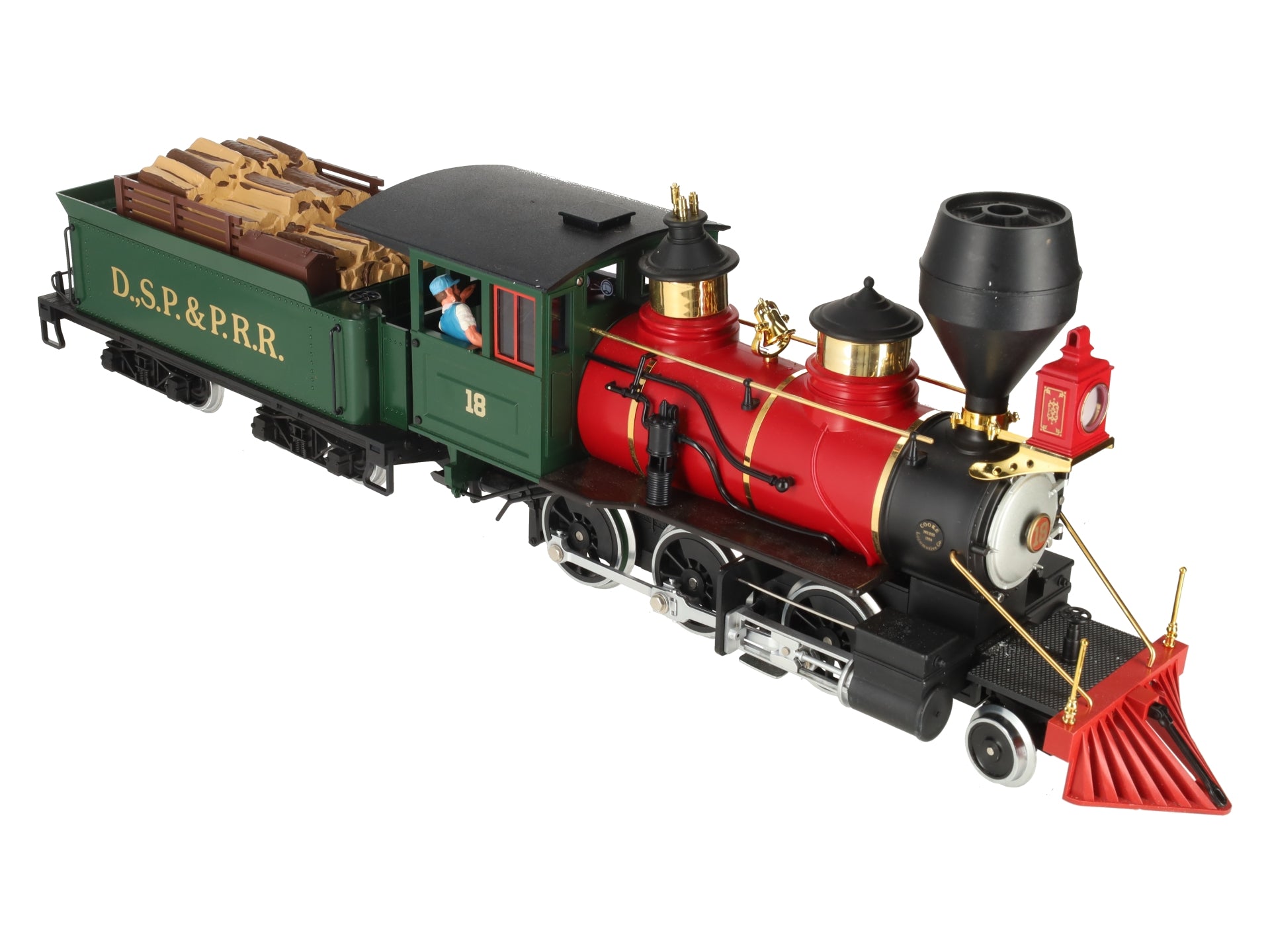 LGB 2018D G Scale DSP&PRR 2-6-0 Mogul Steam Locomotive & Tender #18 EX/Box