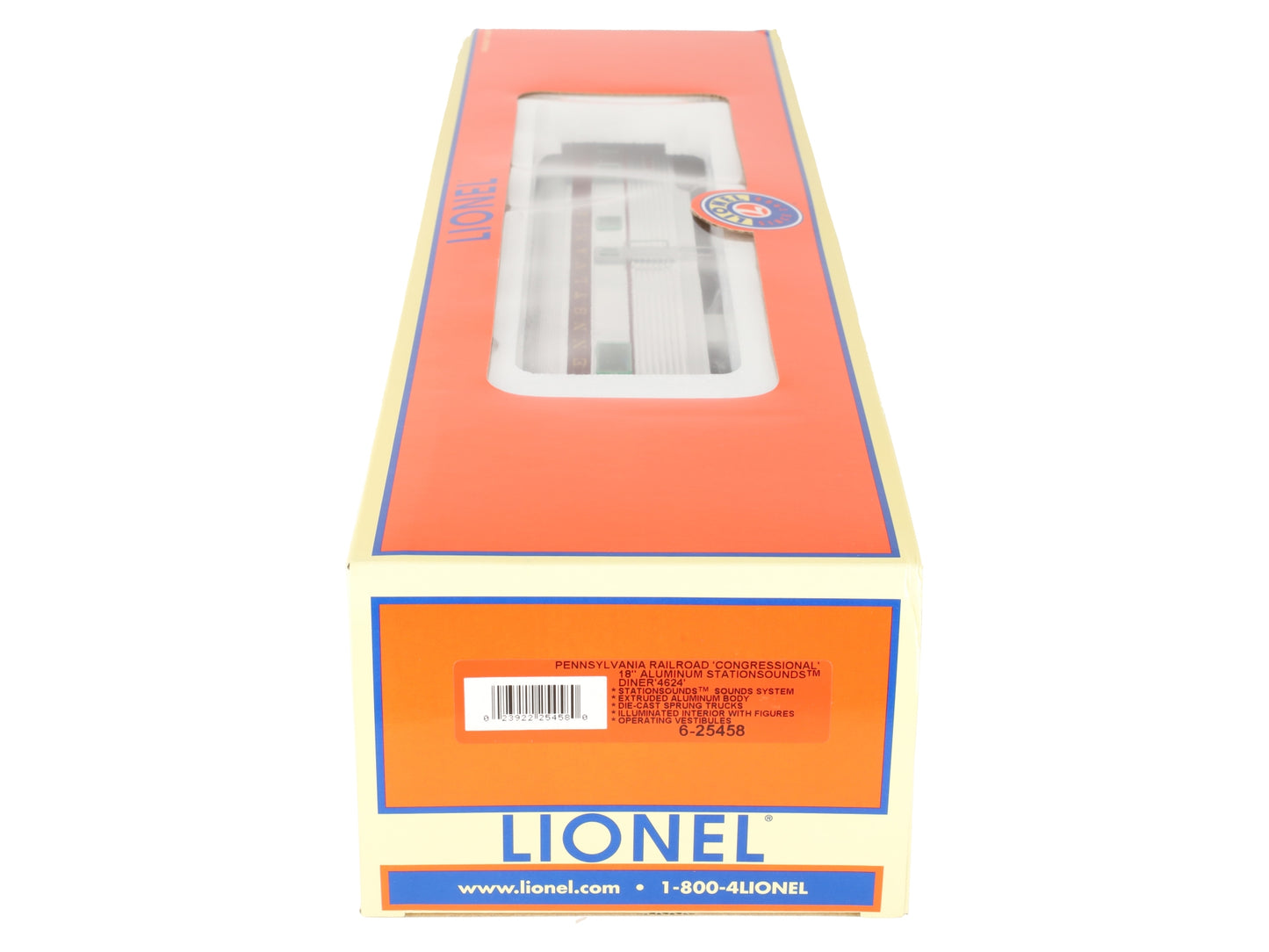 Lionel 6-25458 O Pennsylvania Aluminum Diner Passenger Car #4624 w/StationSounds EX/Box