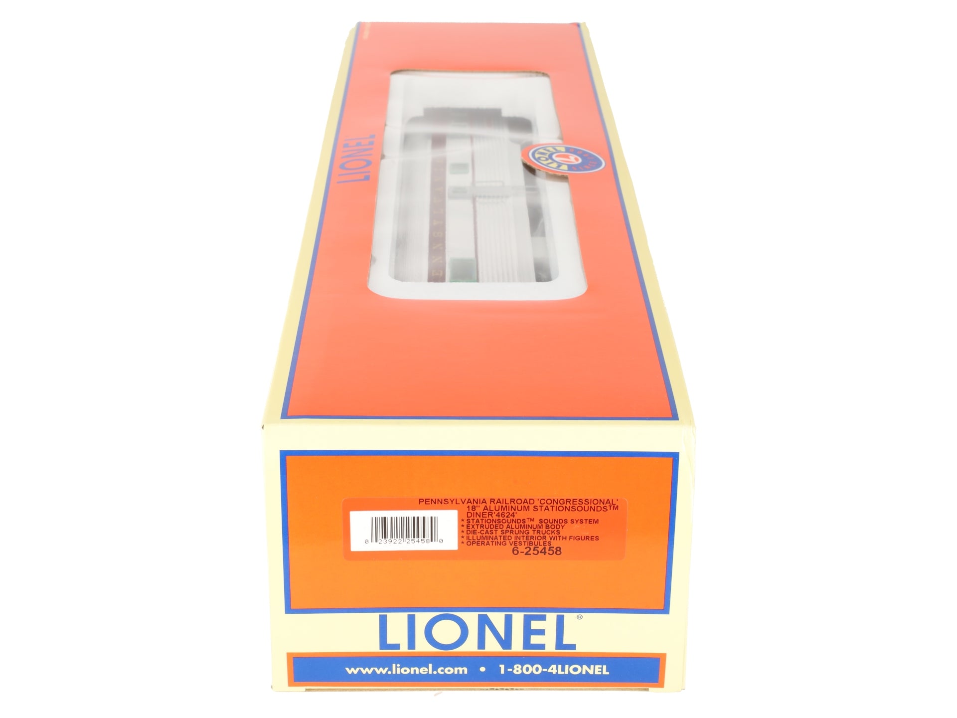Lionel 6-25458 O Pennsylvania Aluminum Diner Passenger Car #4624 w/StationSounds EX/Box