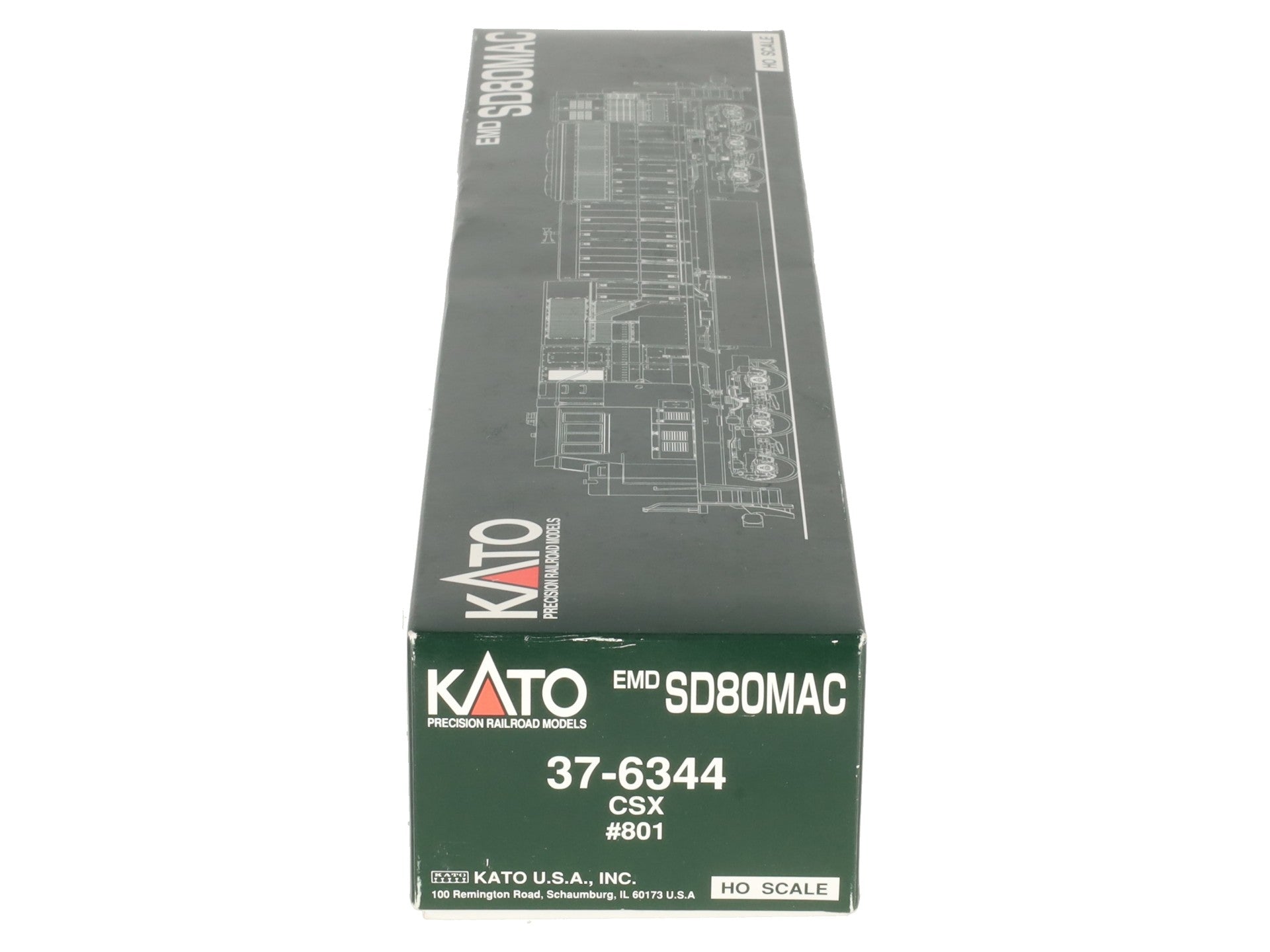 Kato 37-6344 HO Scale CSX EMD SD80MAC Diesel Locomotive #801 LN/Box
