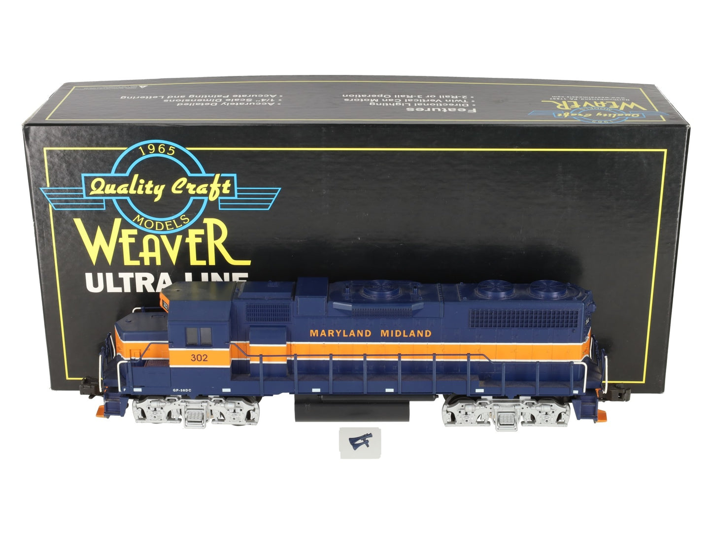 Weaver 7575LP O Maryland Midland GP38-2 Diesel Locomotive w/Sound #302 VG/Box