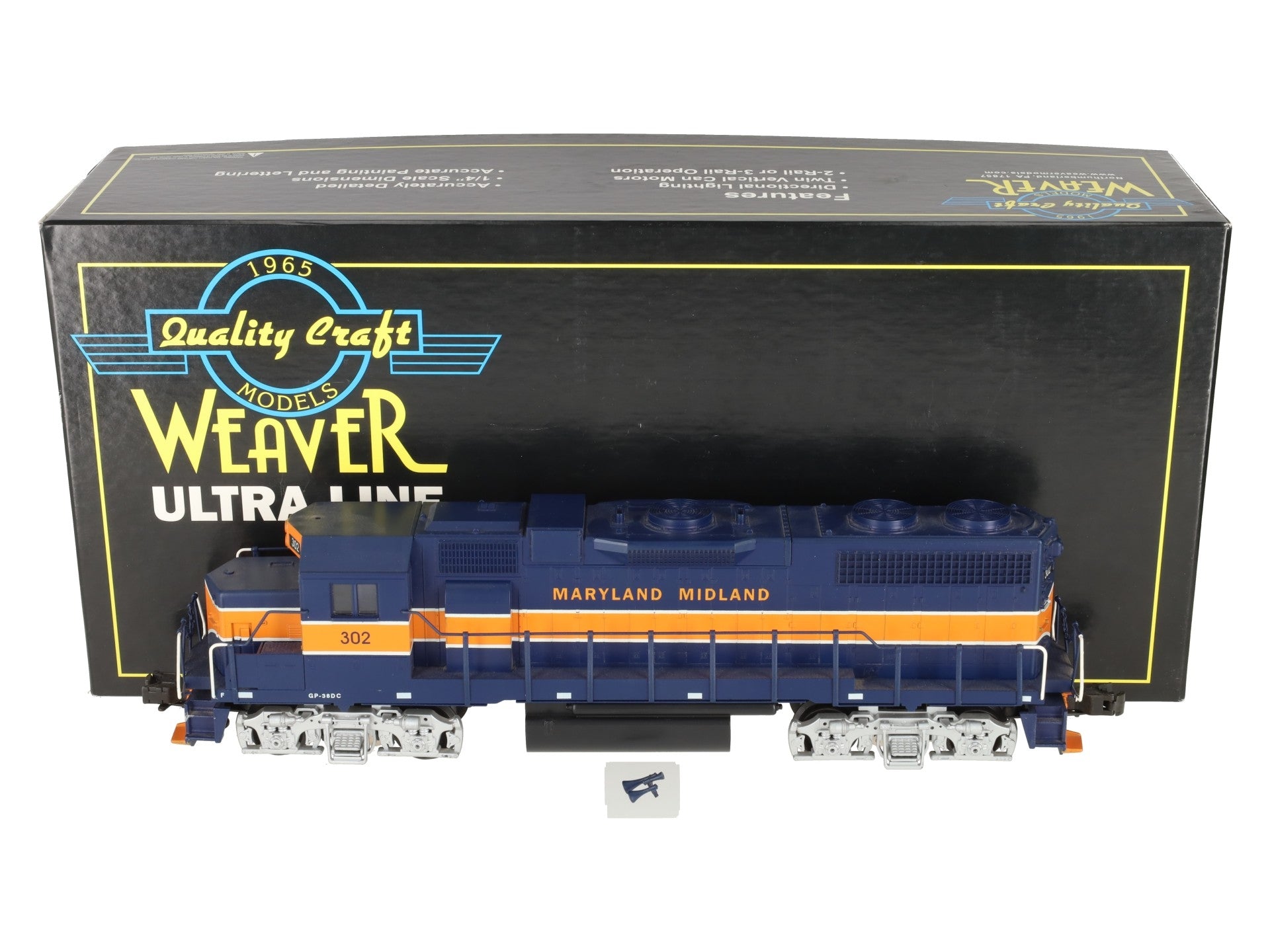 Weaver 7575LP O Maryland Midland GP38-2 Diesel Locomotive w/Sound #302 VG/Box
