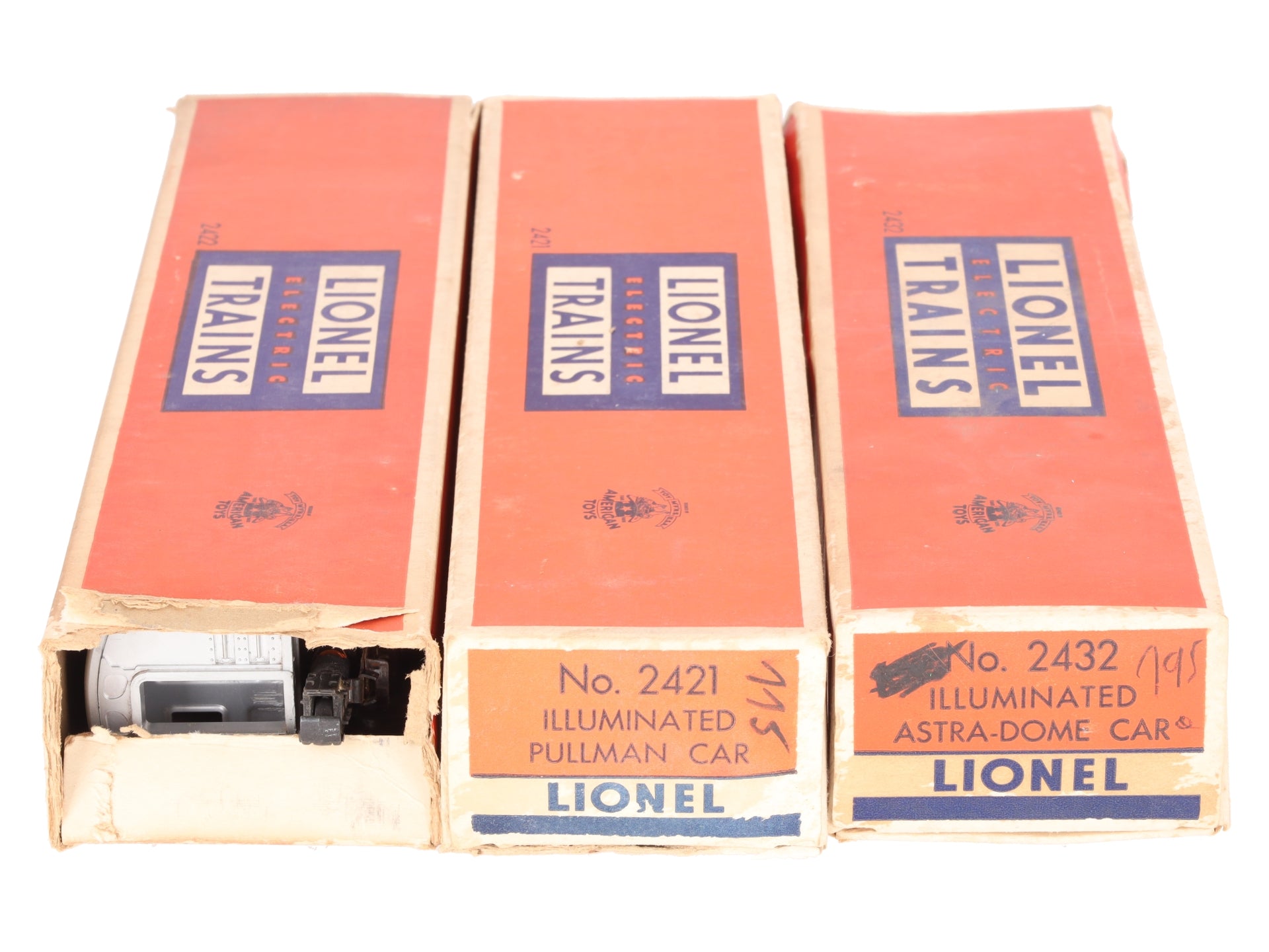 Lionel O Vintage Lionel Lines Passenger Cars: #2421, #2422, #2423 [3] VG