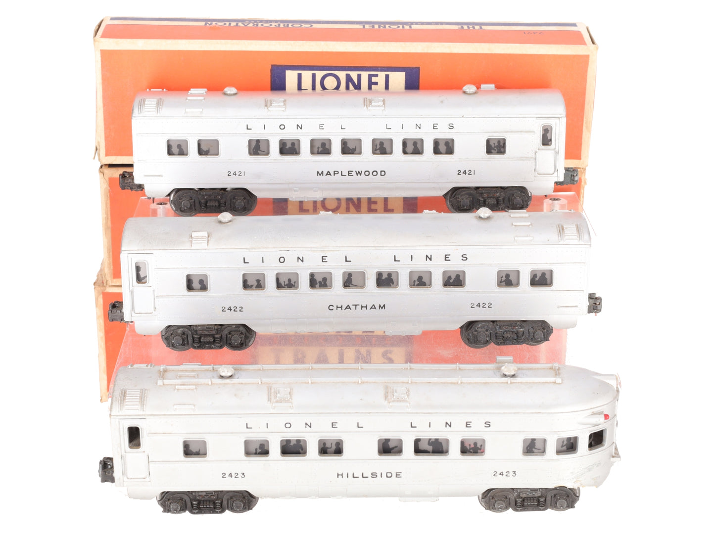 Lionel O Vintage Lionel Lines Passenger Cars: #2421, #2422, #2423 [3] VG