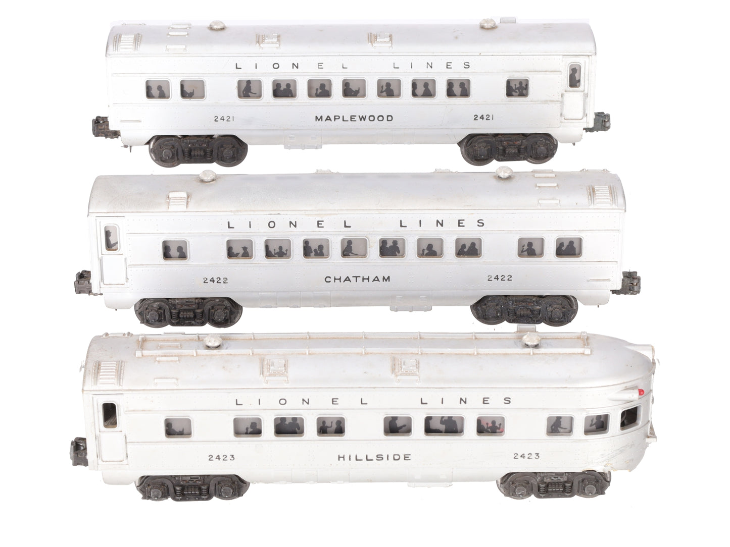 Lionel O Vintage Lionel Lines Passenger Cars: #2421, #2422, #2423 [3] VG