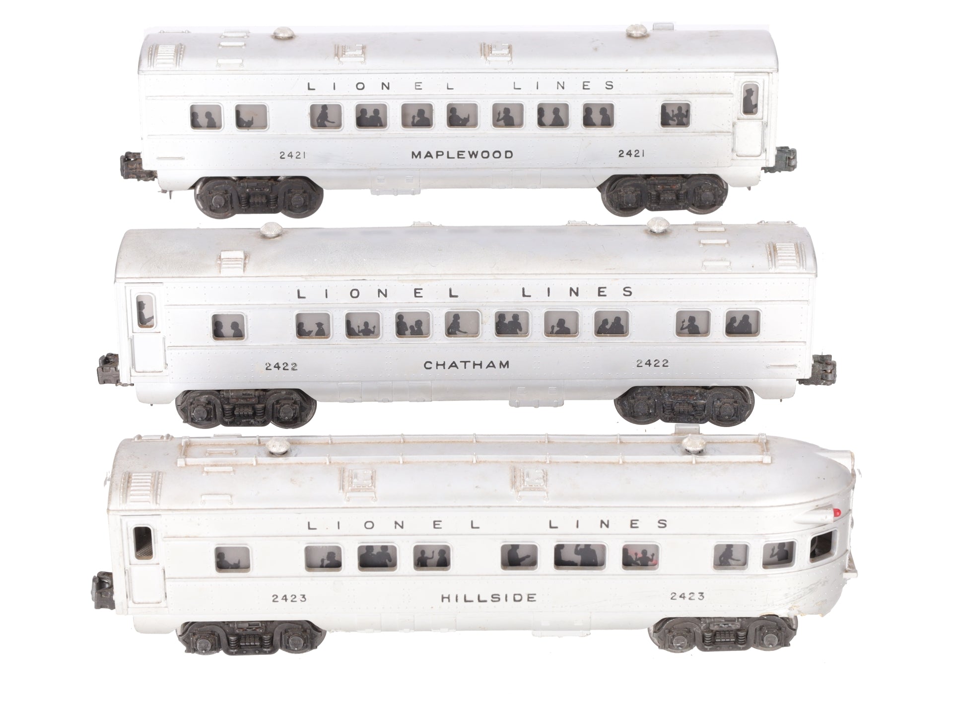 Lionel O Vintage Lionel Lines Passenger Cars: #2421, #2422, #2423 [3] VG