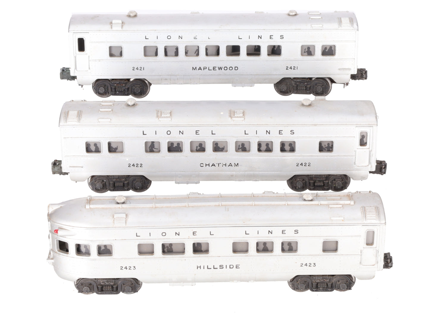 Lionel O Vintage Lionel Lines Passenger Cars: #2421, #2422, #2423 [3] VG