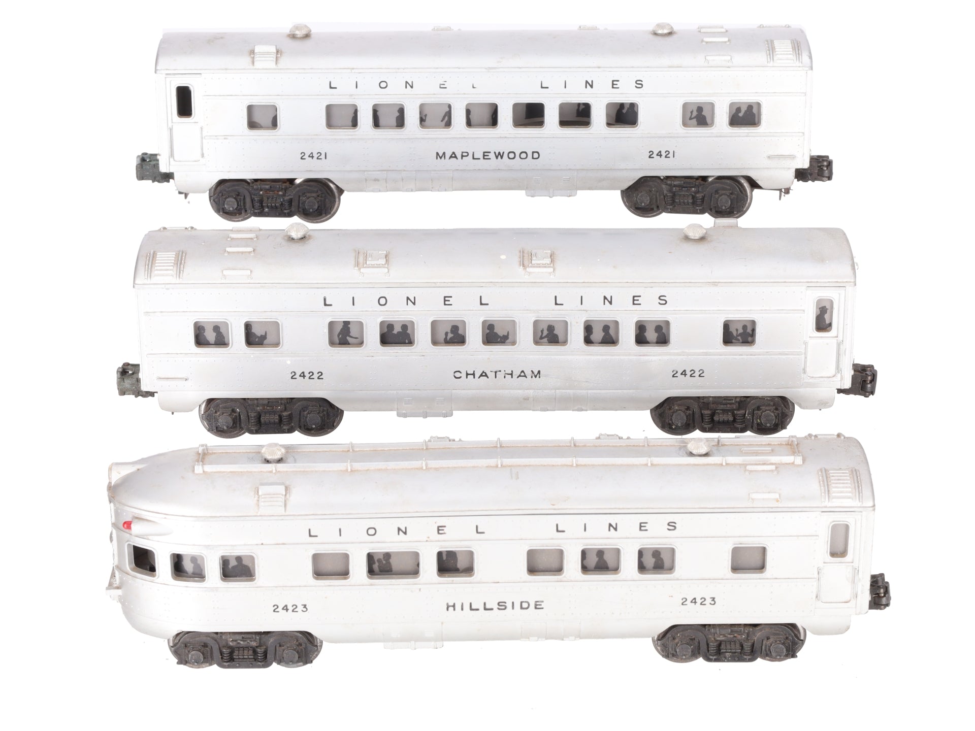 Lionel O Vintage Lionel Lines Passenger Cars: #2421, #2422, #2423 [3] VG