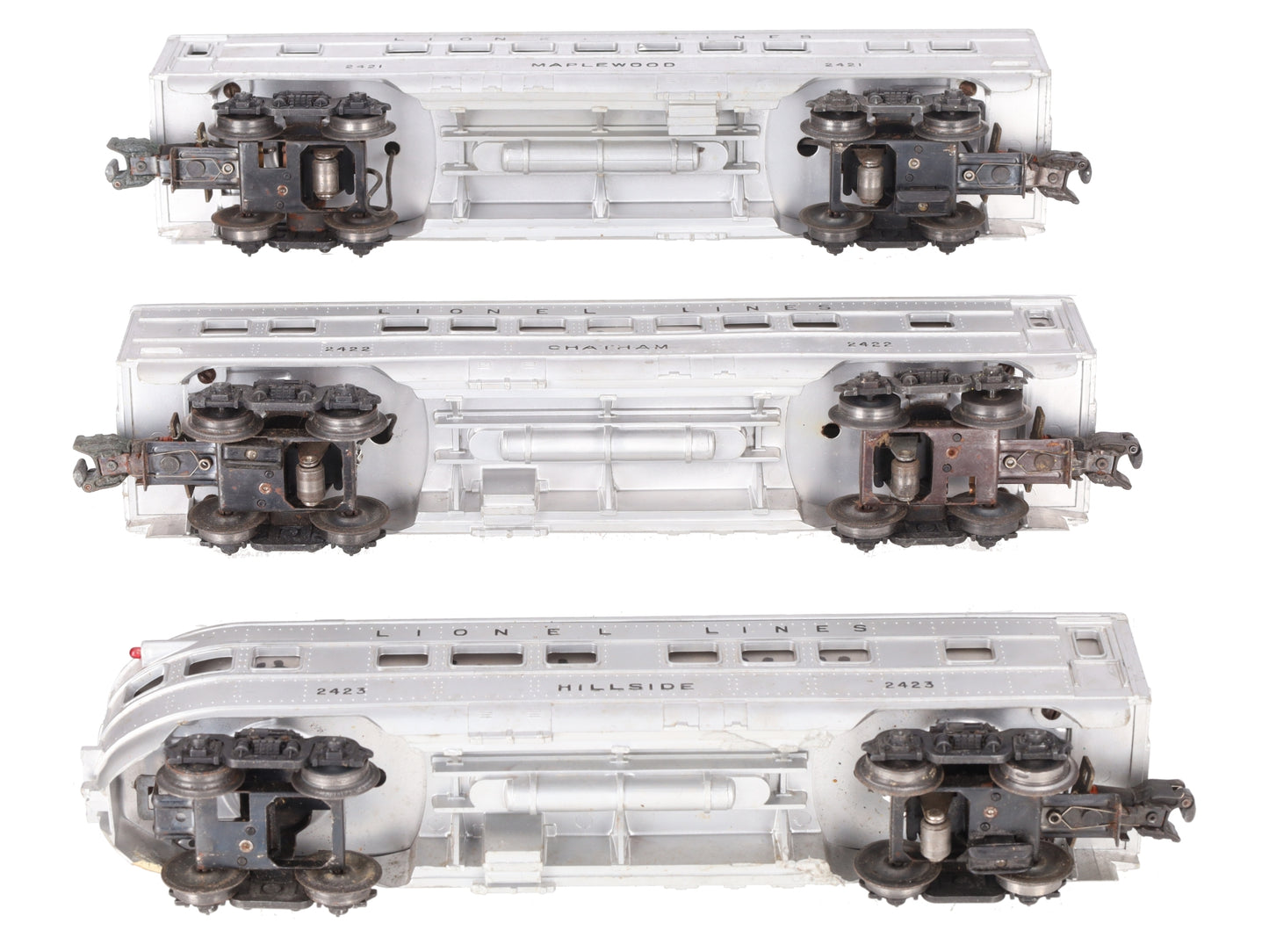 Lionel O Vintage Lionel Lines Passenger Cars: #2421, #2422, #2423 [3] VG