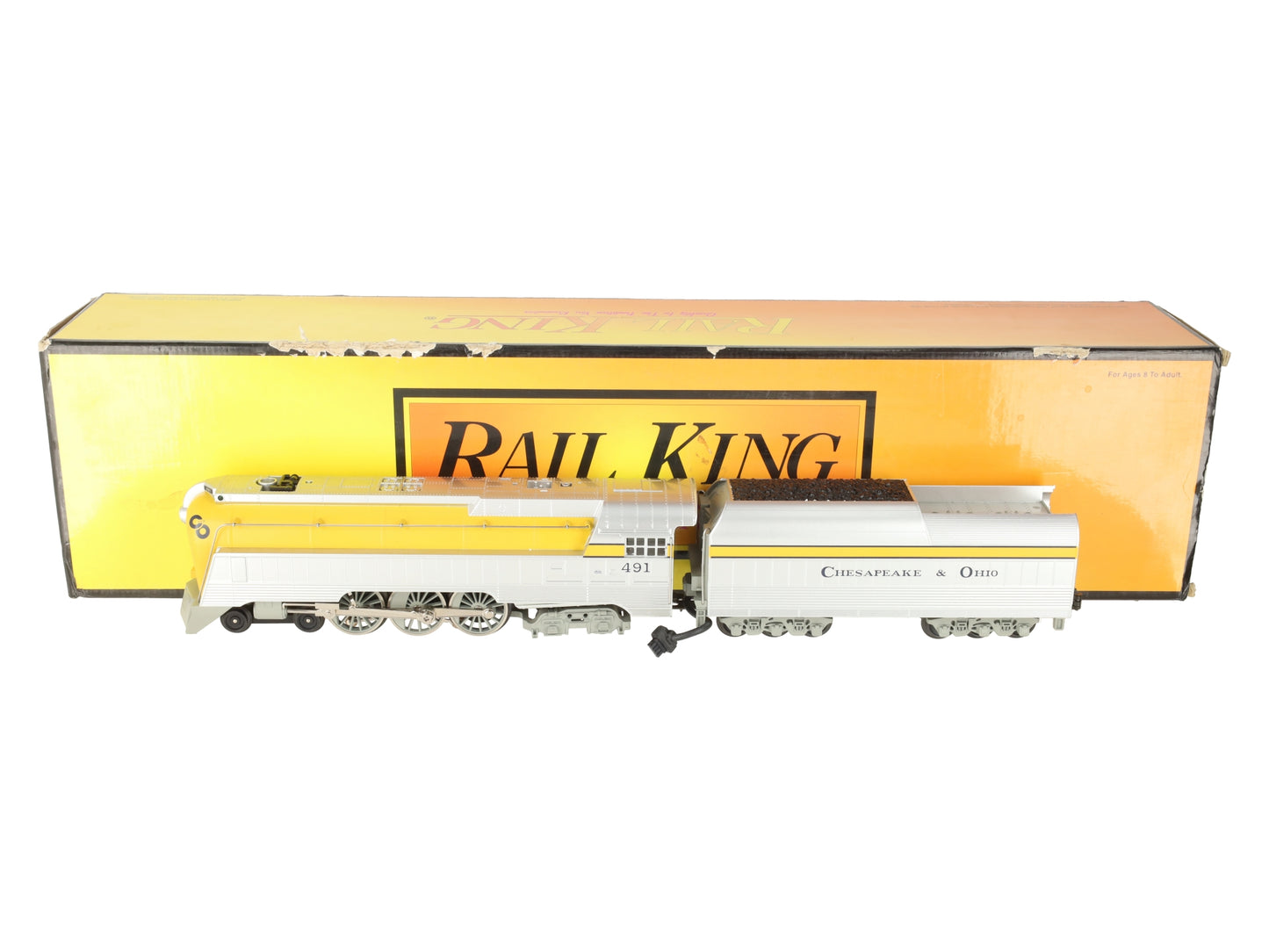 MTH 30-1161-1 O C&O Streamlined Hudson Steam Locomotive & Tender w/PS1 #491 EX/Box