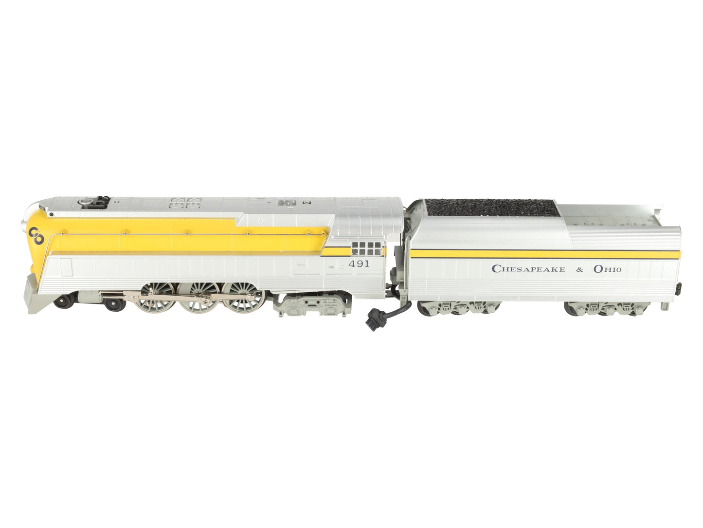 MTH 30-1161-1 O C&O Streamlined Hudson Steam Locomotive & Tender w/PS1 #491 EX/Box