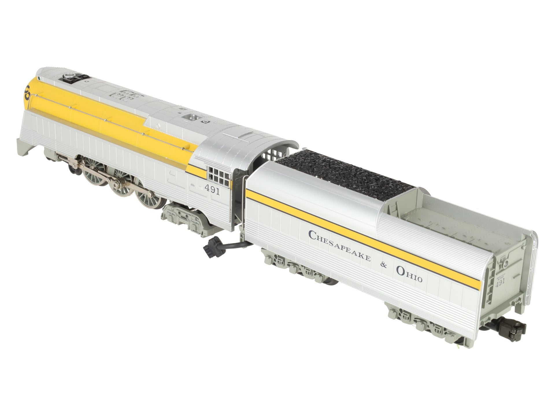 MTH 30-1161-1 O C&O Streamlined Hudson Steam Locomotive & Tender w/PS1 #491 EX/Box