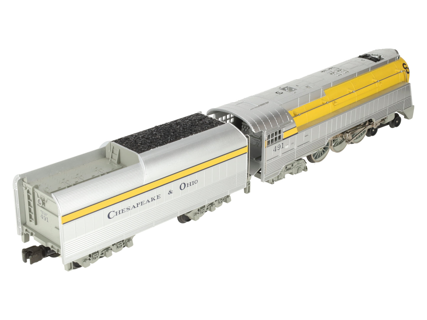 MTH 30-1161-1 O C&O Streamlined Hudson Steam Locomotive & Tender w/PS1 #491 EX/Box