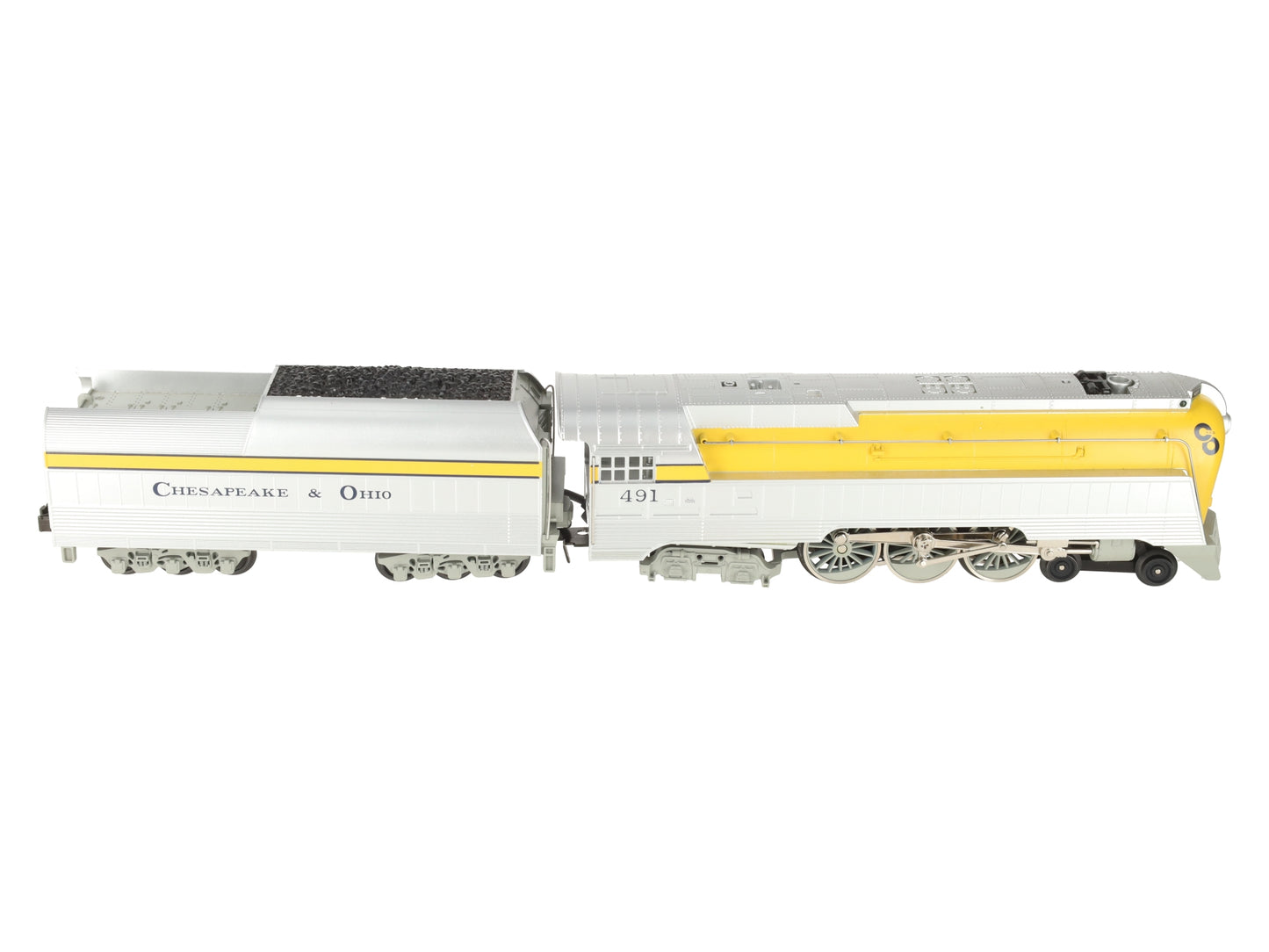 MTH 30-1161-1 O C&O Streamlined Hudson Steam Locomotive & Tender w/PS1 #491 EX/Box