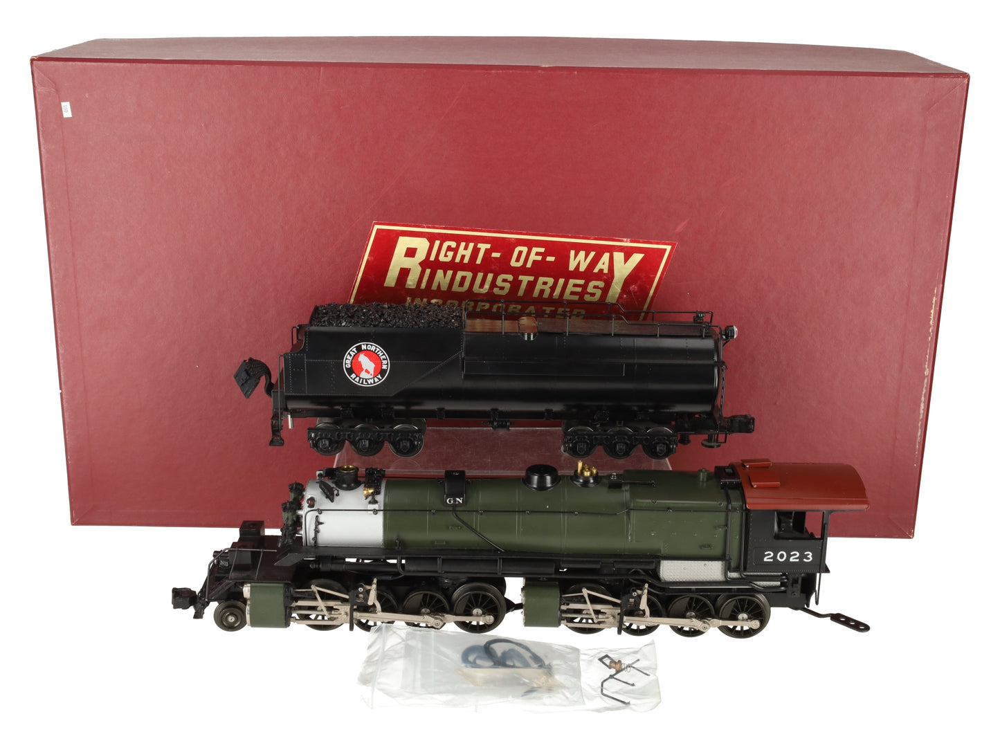 Right-of-Way 5002 BRASS Great Northern 2-8-8-0 Steam Loco and Tender #2023 VG/Box