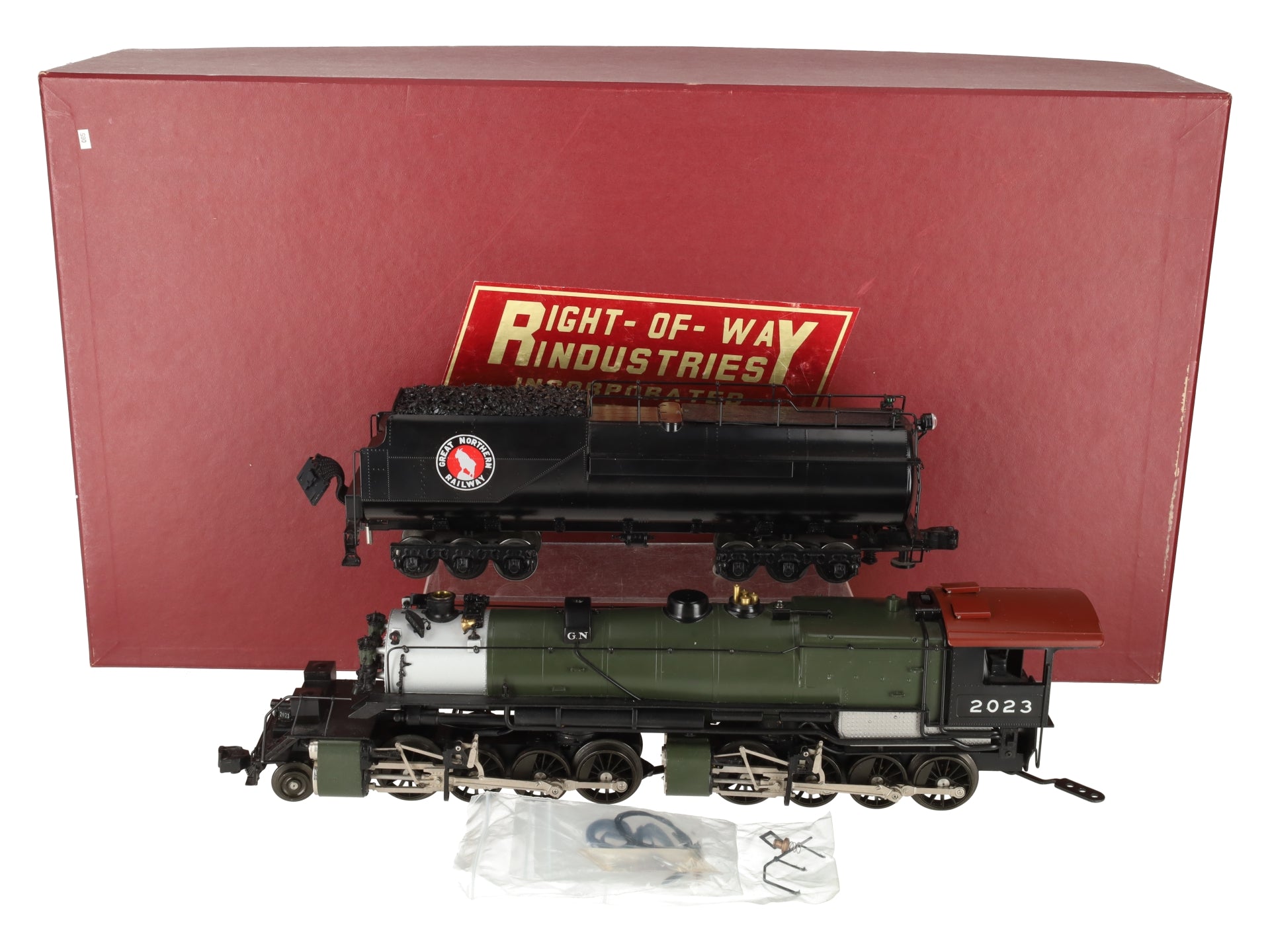 Right-of-Way 5002 BRASS Great Northern 2-8-8-0 Steam Loco and Tender #2023 VG/Box