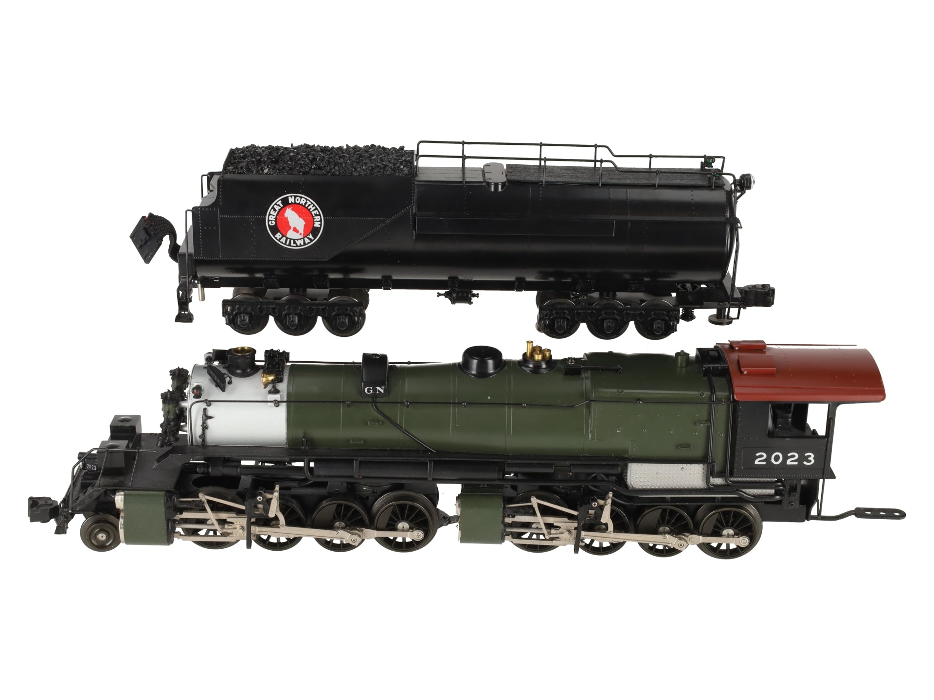 Right-of-Way 5002 BRASS Great Northern 2-8-8-0 Steam Loco and Tender #2023 VG/Box