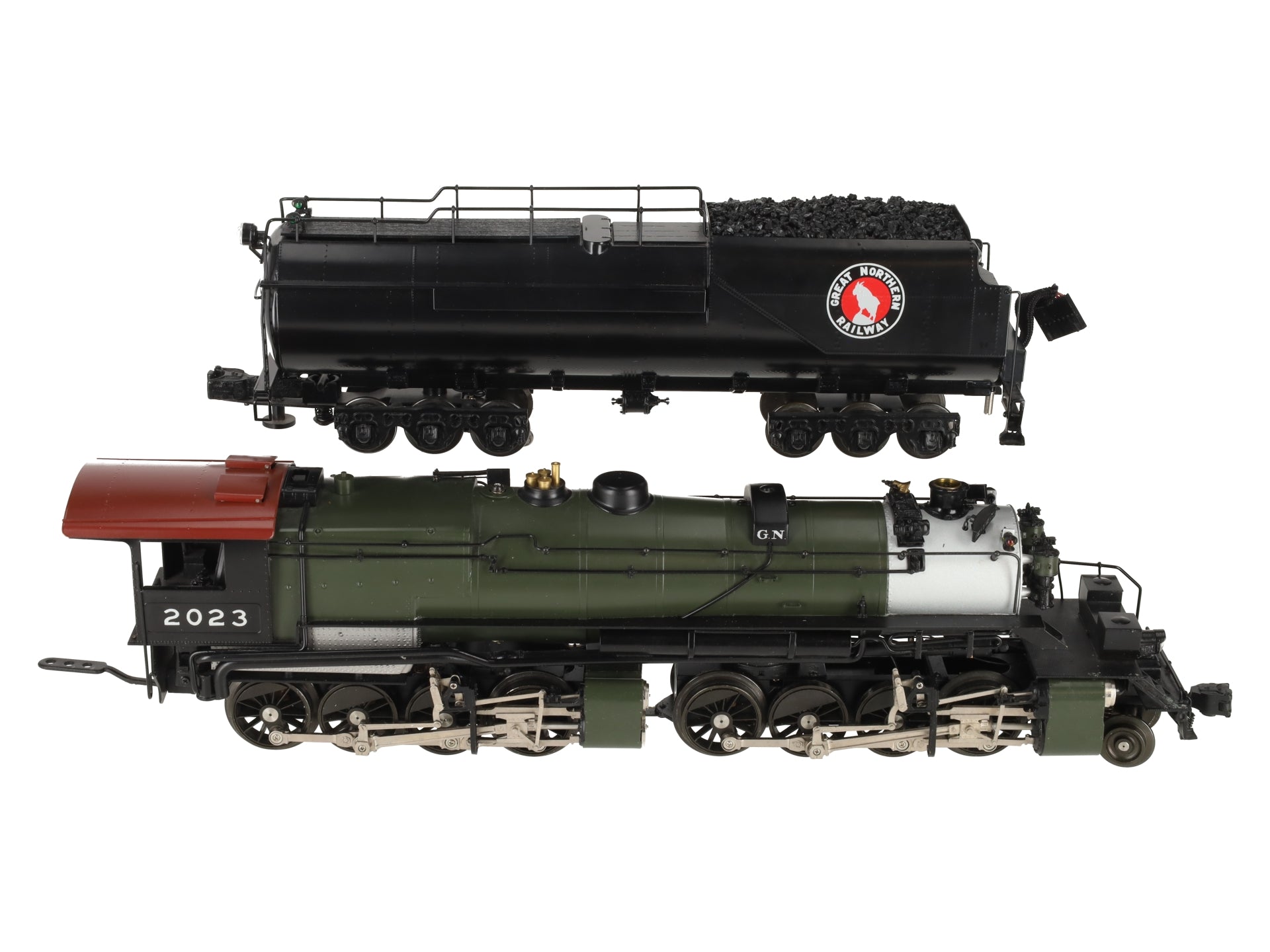 Right-of-Way 5002 BRASS Great Northern 2-8-8-0 Steam Loco and Tender #2023 VG/Box