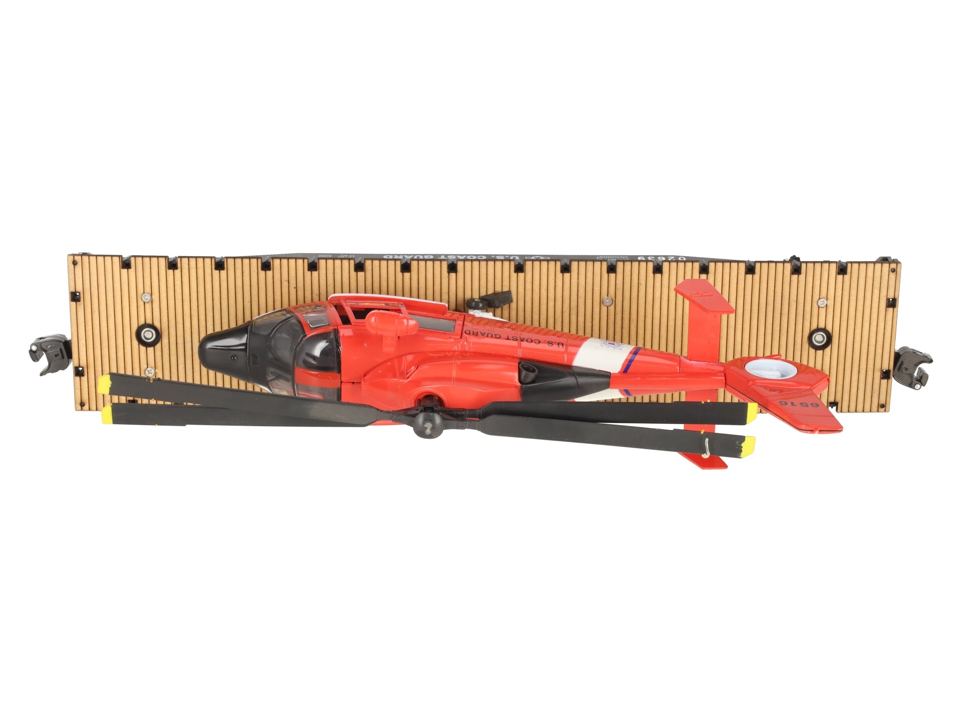 Menards 279-3396 O US Coast Guard Flat Car w/  Helicopter Load #02639/6516 EX/Box