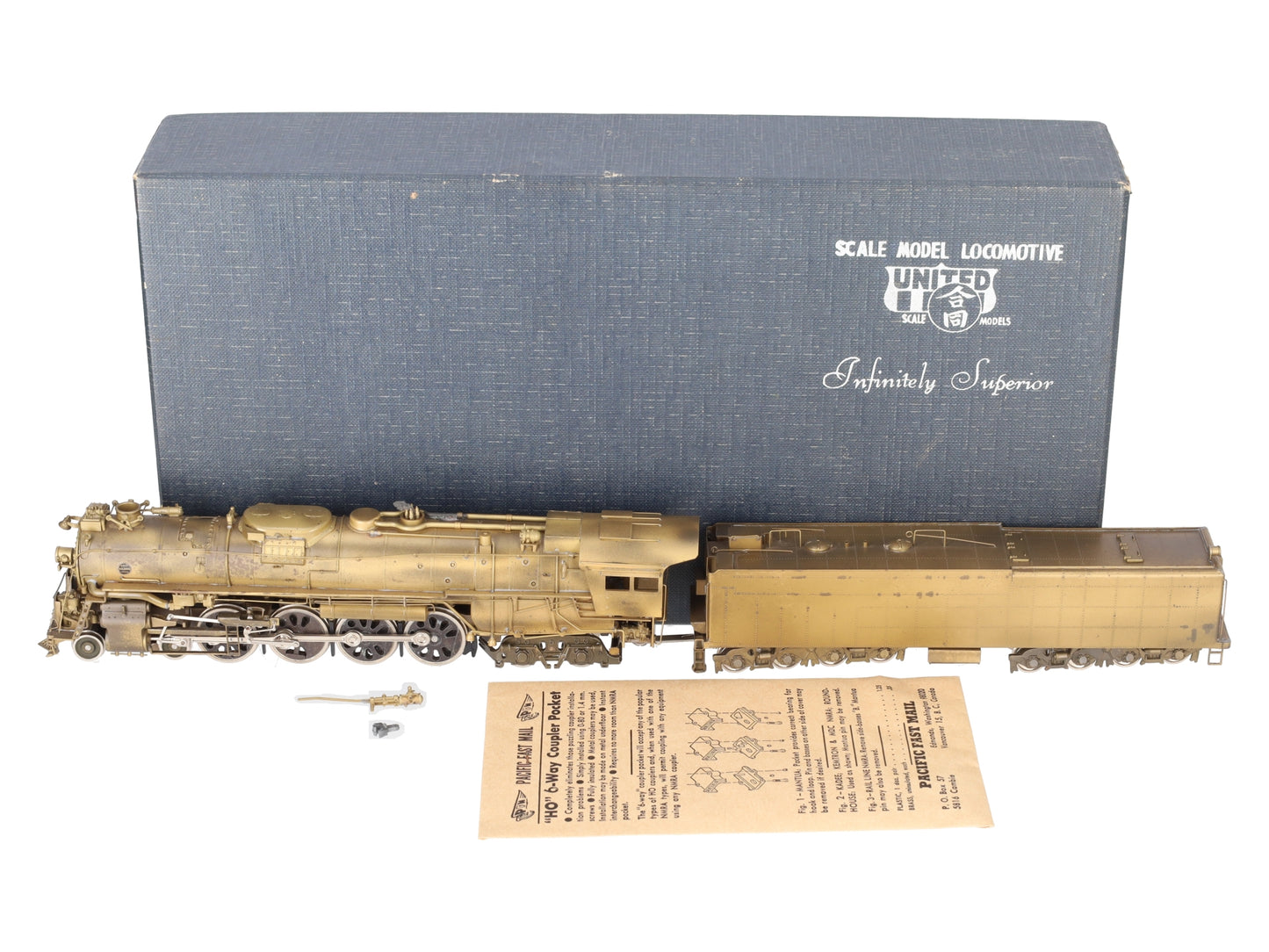 PFM HO Scale Brass Santa Fe 4-8-4 Steam Locomotive & Tender EX/Box