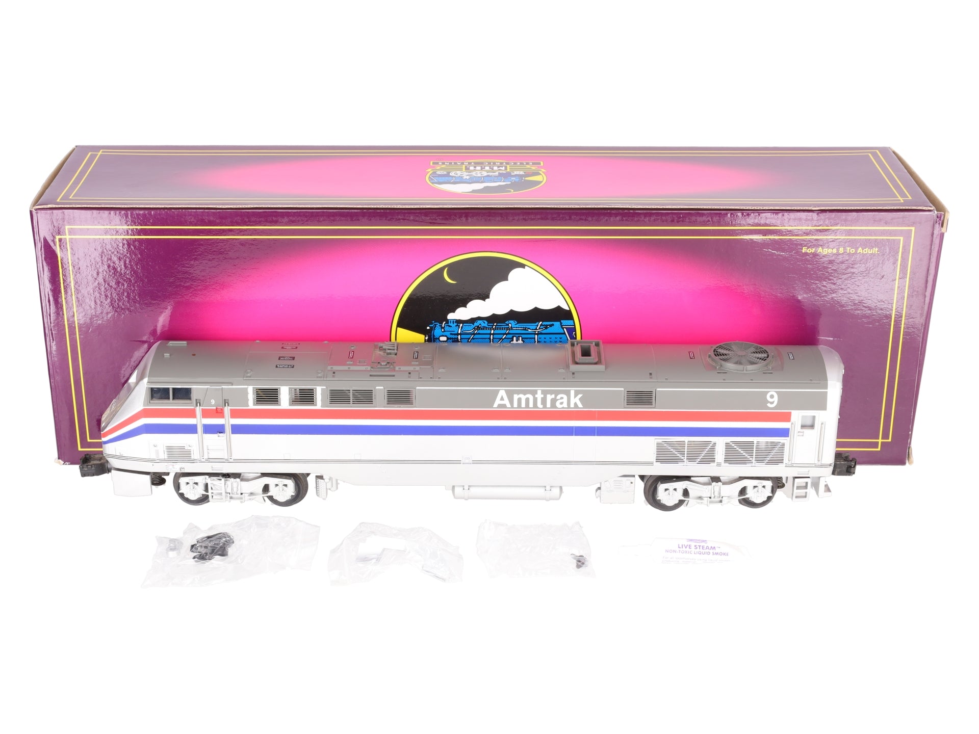 MTH 20-2189-1 O Amtrak G.E. Genesis P42 Diesel Engine Cab w/PS1 #9 EX/Box
