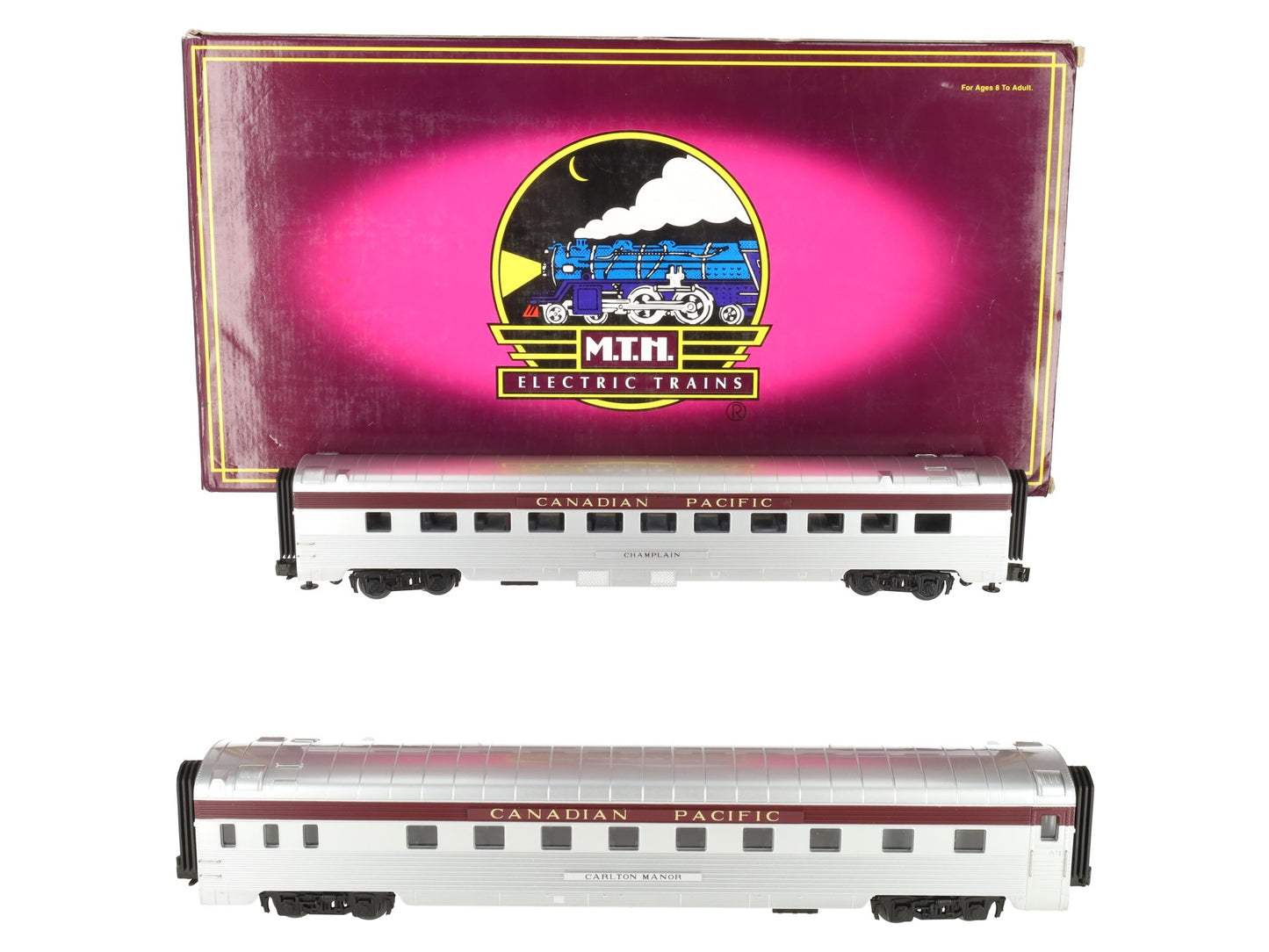 MTH 20-6647 O CP 70' Streamlined Sleeper/Diner Passenger Car Set (Set of 2) EX/Box