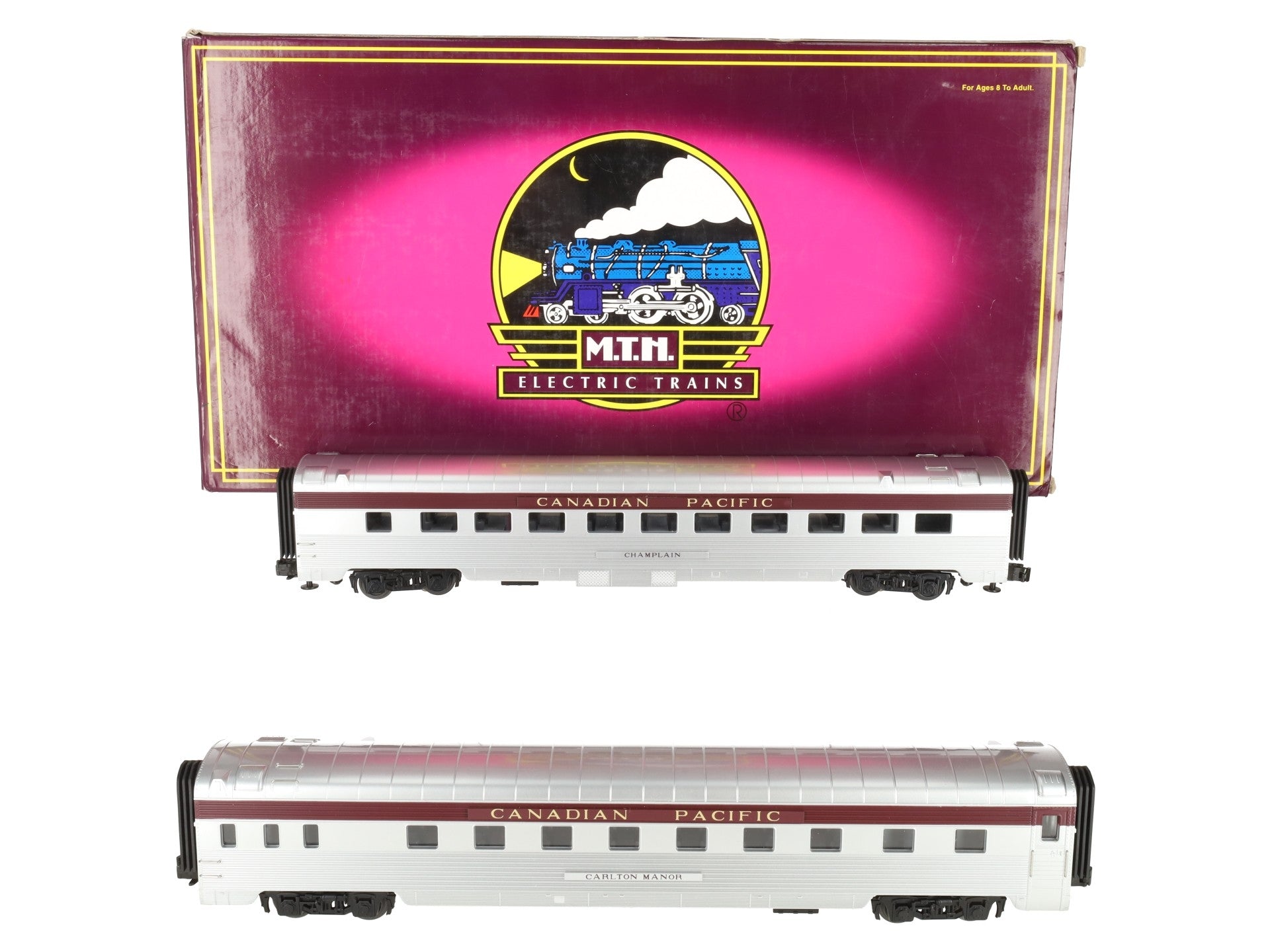 MTH 20-6647 O CP 70' Streamlined Sleeper/Diner Passenger Car Set (Set of 2) EX/Box