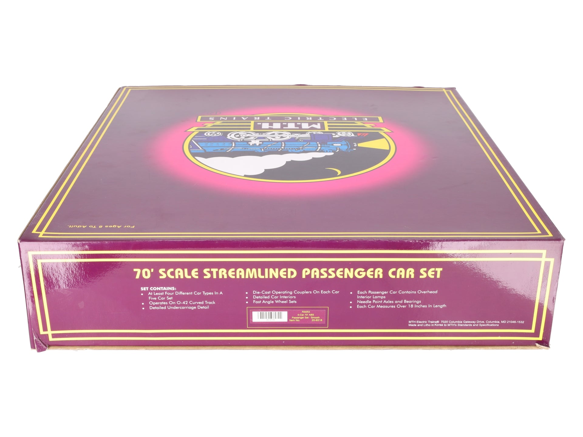 MTH 20-6518 O Alaska Railroad 70' Streamlined Passenger Car Set (Set of 5) EX/Box