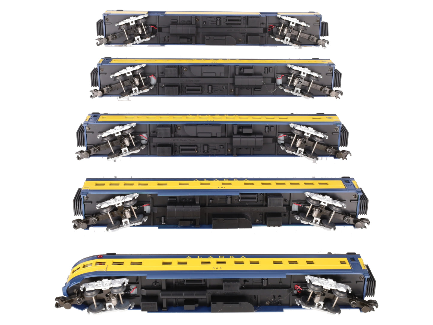 MTH 20-6518 O Alaska Railroad 70' Streamlined Passenger Car Set (Set of 5) EX/Box