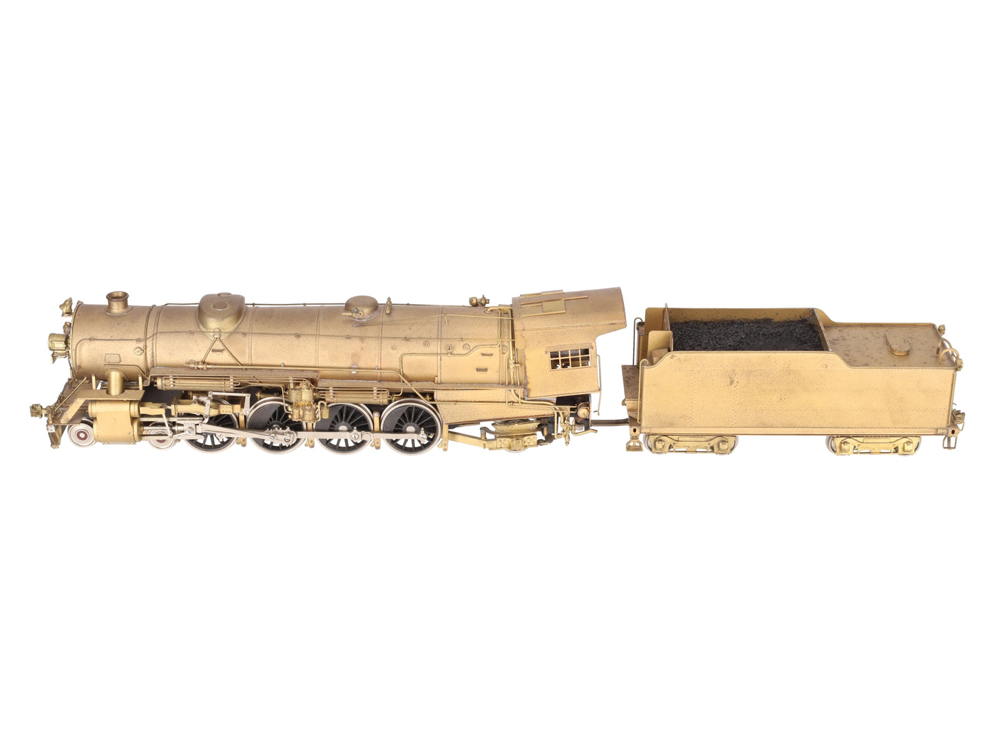 Toby O Scale 2-Rail Brass 4-8-2 Steam Locomotive & Tender - Undecorated VG