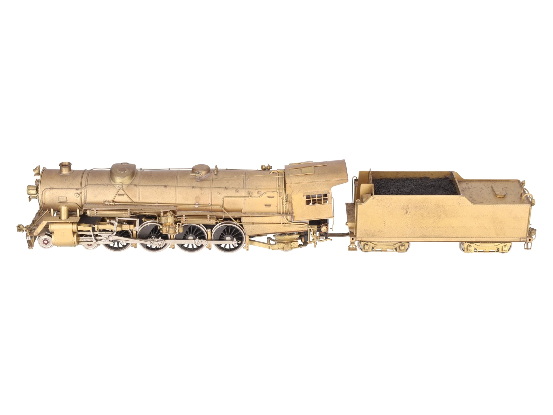 Toby O Scale 2-Rail Brass 4-8-2 Steam Locomotive & Tender - Undecorated VG