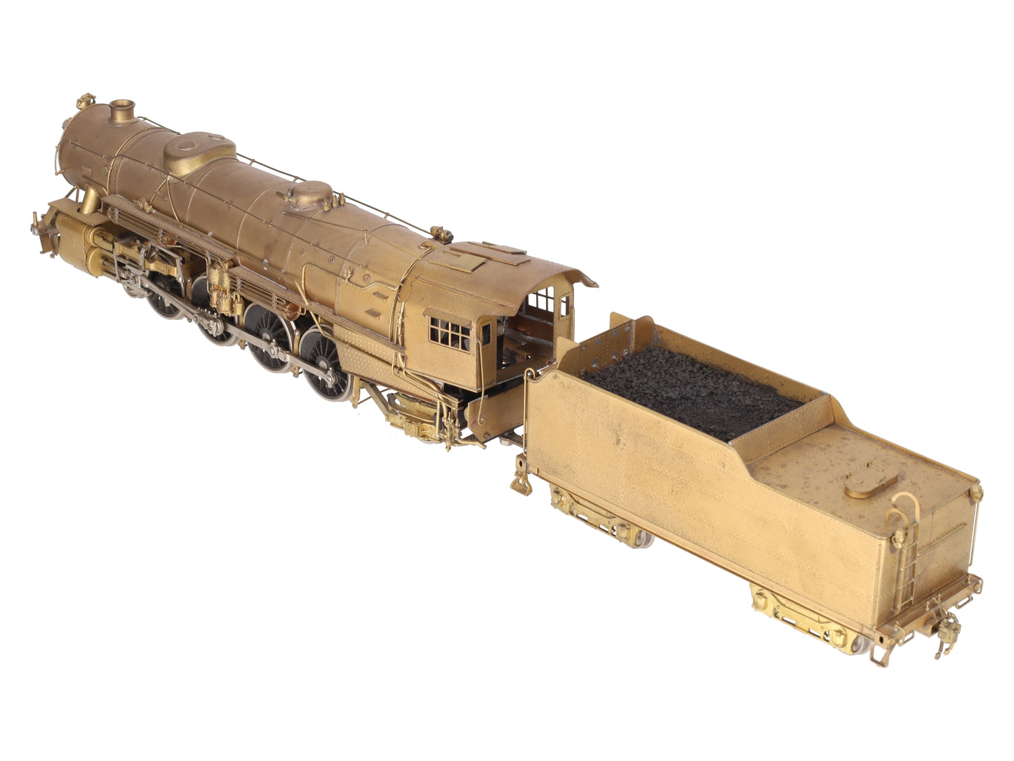 Toby O Scale 2-Rail Brass 4-8-2 Steam Locomotive & Tender - Undecorated VG