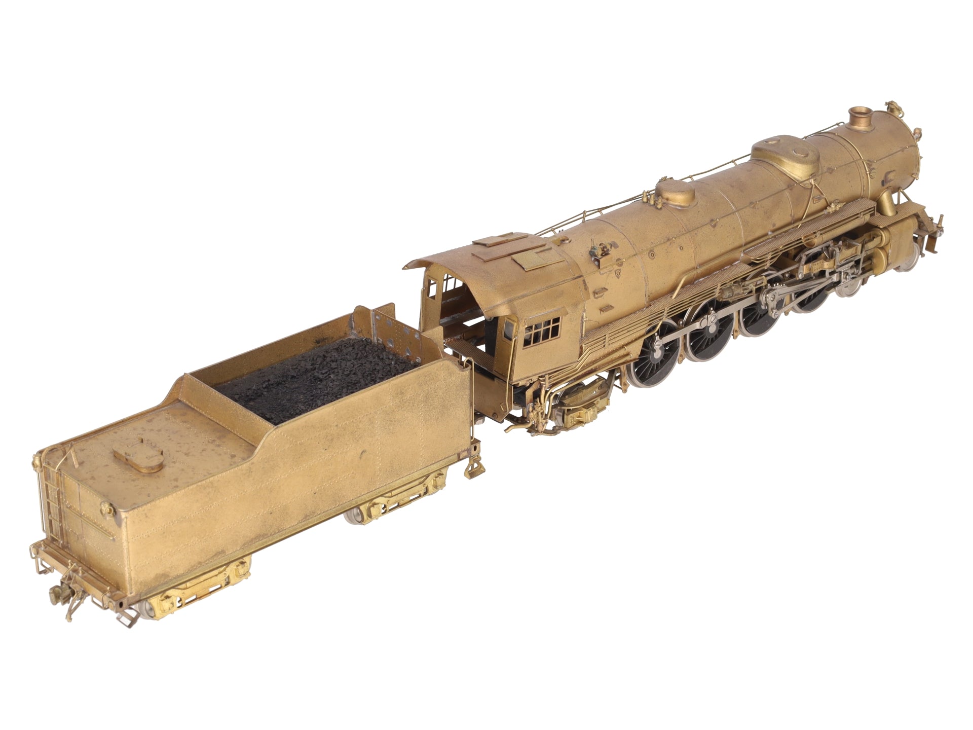 Toby O Scale 2-Rail Brass 4-8-2 Steam Locomotive & Tender - Undecorated VG