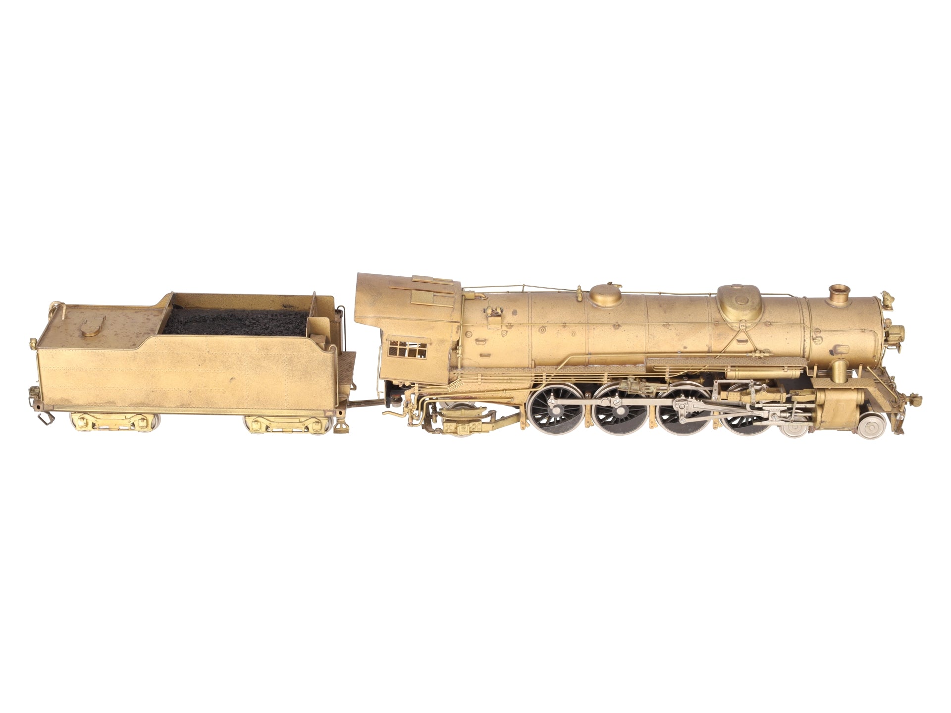 Toby O Scale 2-Rail Brass 4-8-2 Steam Locomotive & Tender - Undecorated VG