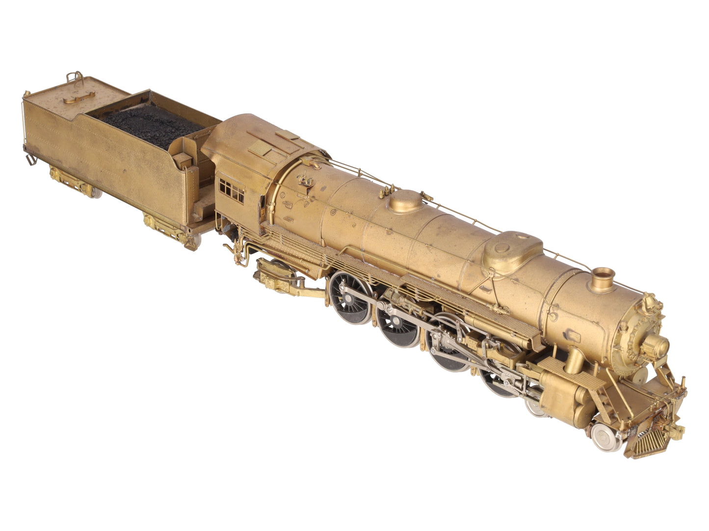Toby O Scale 2-Rail Brass 4-8-2 Steam Locomotive & Tender - Undecorated VG
