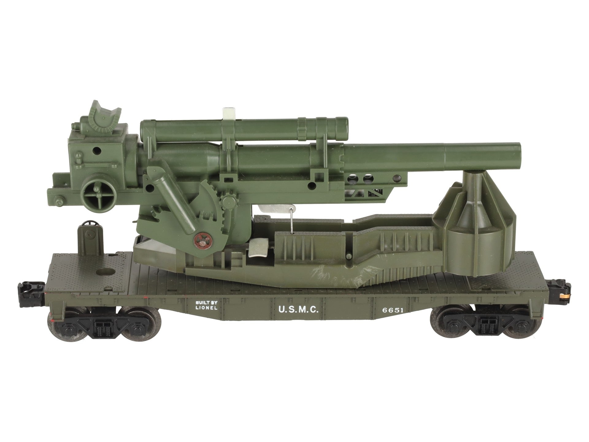 Lionel 6651 Vintage O USMC Olive Drab Cannon Car w/ Shells EX