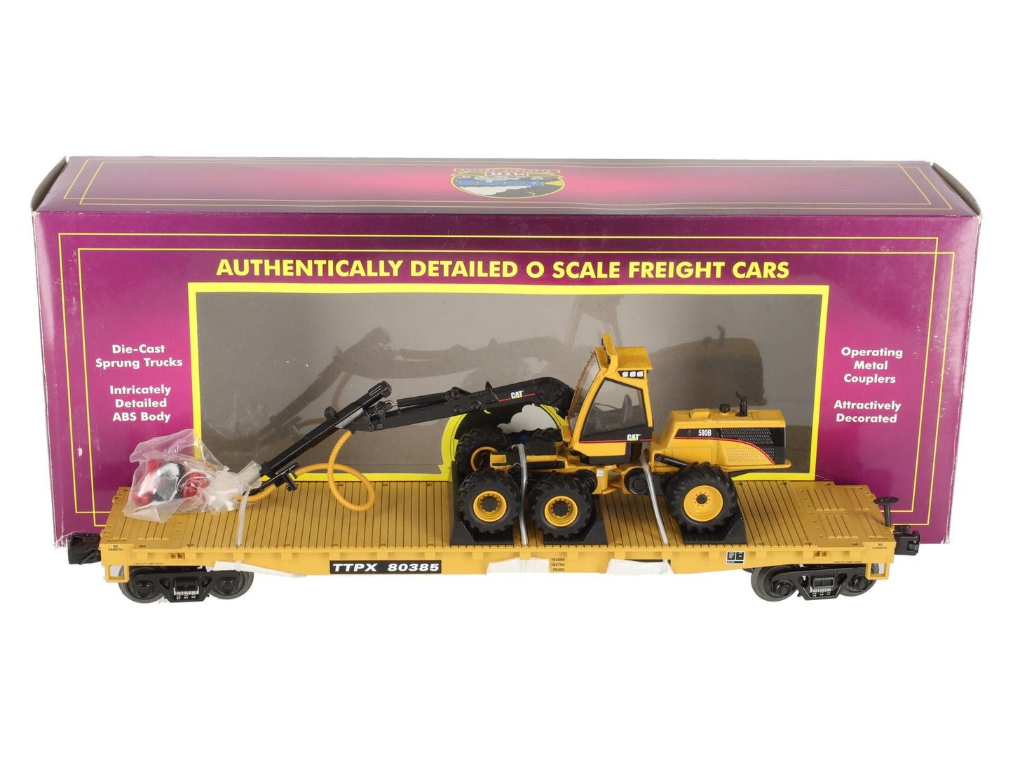 MTH 20-98448 O TTX Flatcar w/ 580B Harvester with HH65 Cutting Head #80385 LN/Box