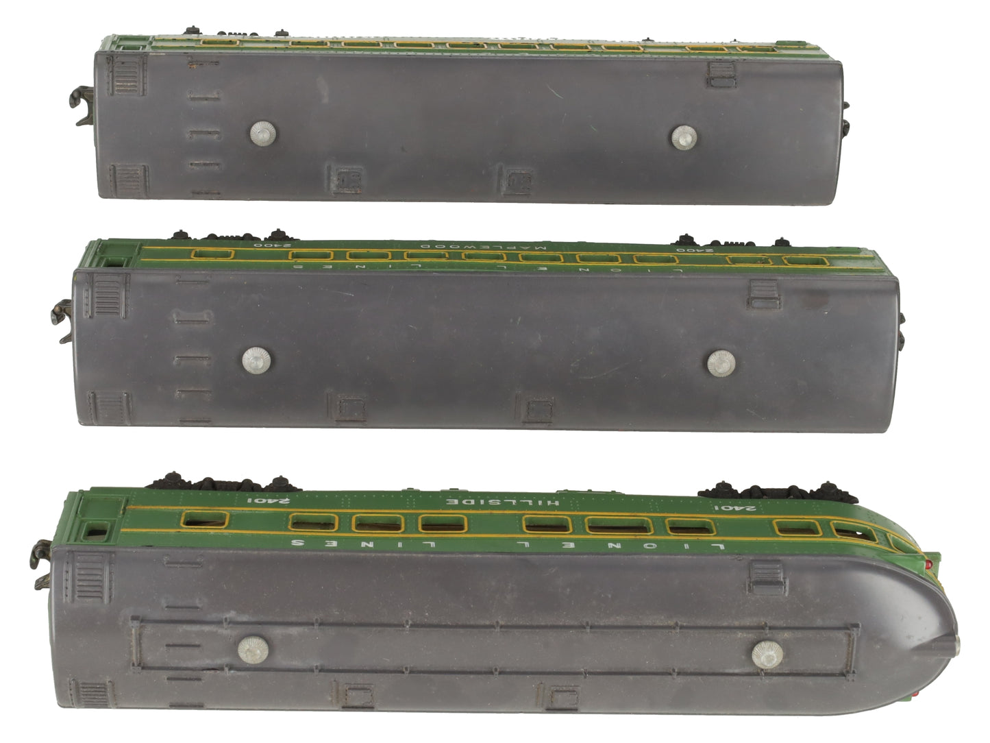 Lionel 2400S Vintage O Green/Gray Passenger Car Set: 2400, 2401, 2402 (Set of 3) VG