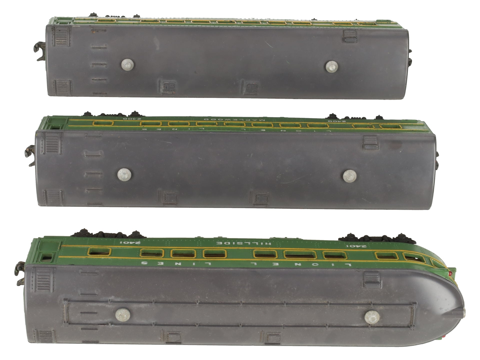 Lionel 2400S Vintage O Green/Gray Passenger Car Set: 2400, 2401, 2402 (Set of 3) VG