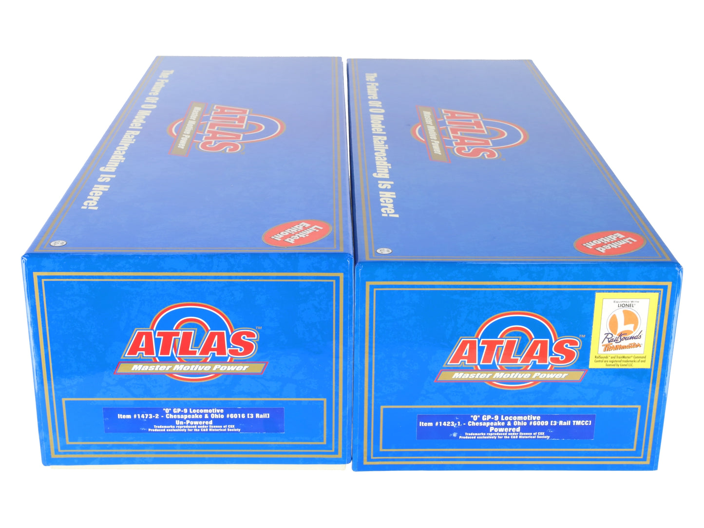 Atlas 1473-2 O Gauge Chesapeake & Ohio GP9 Locomotive Set #6009, #6016 (3-Rail) EX/Box