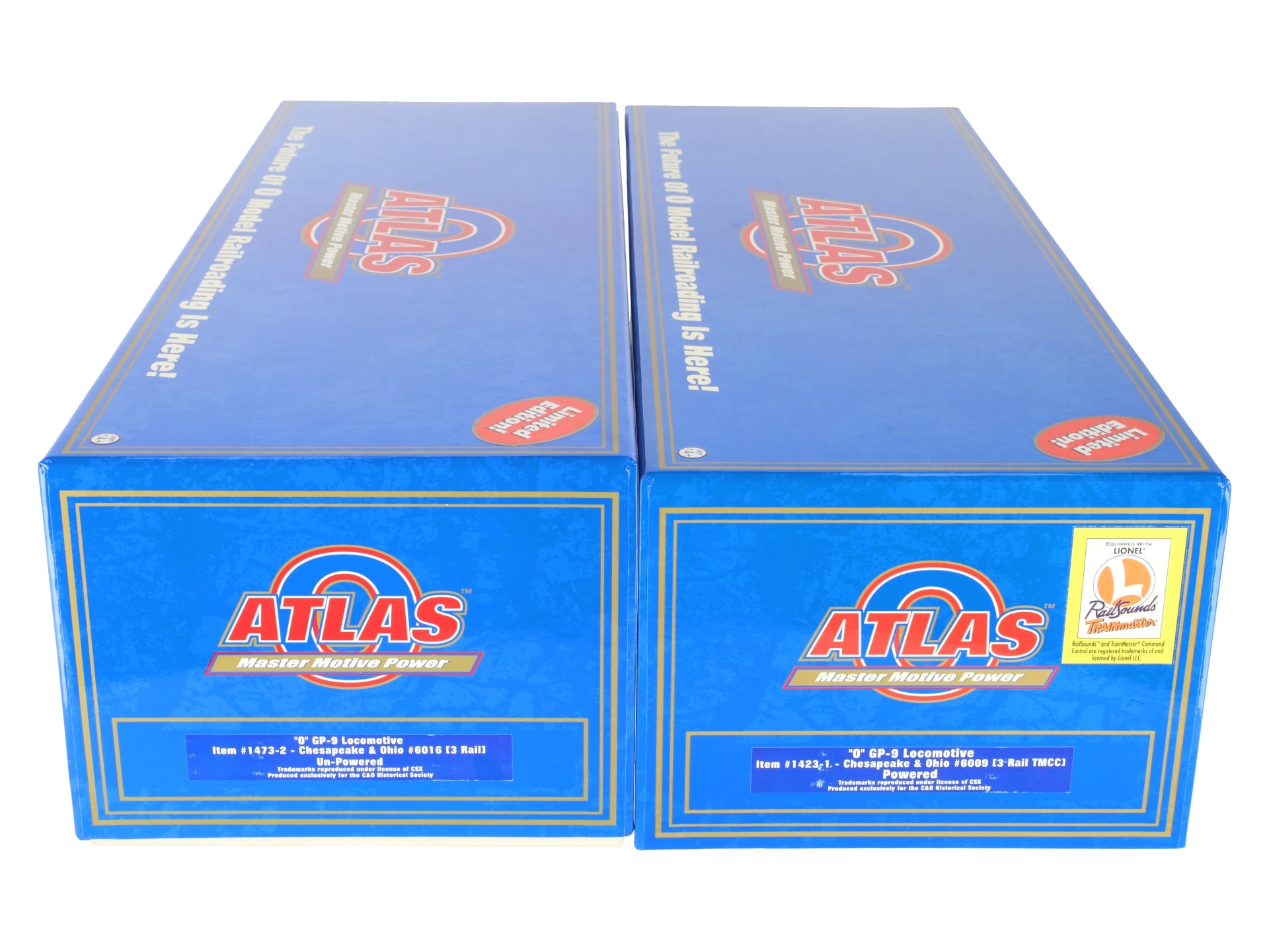 Atlas 1473-2 O Gauge Chesapeake & Ohio GP9 Locomotive Set #6009, #6016 (3-Rail) EX/Box